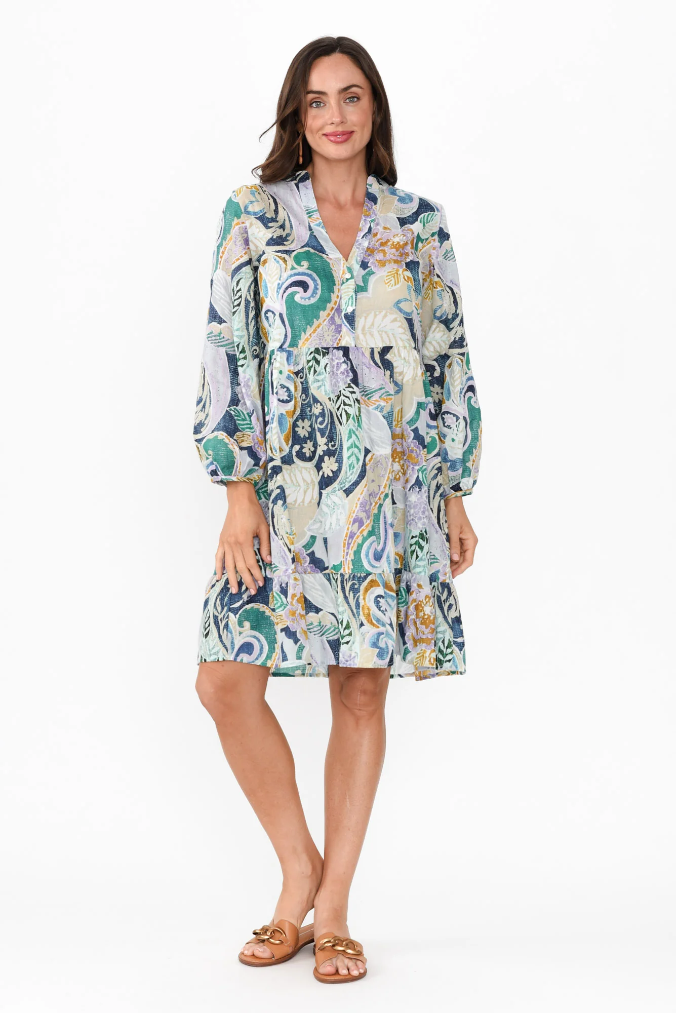 Sofia Blue Paisley Cotton Dress