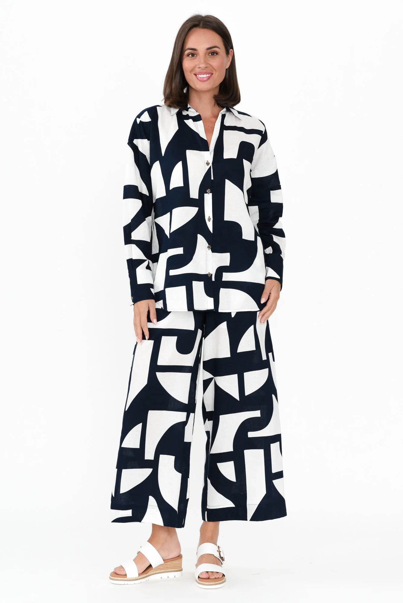 Dali Navy Geo Lyocell Blend Shirt