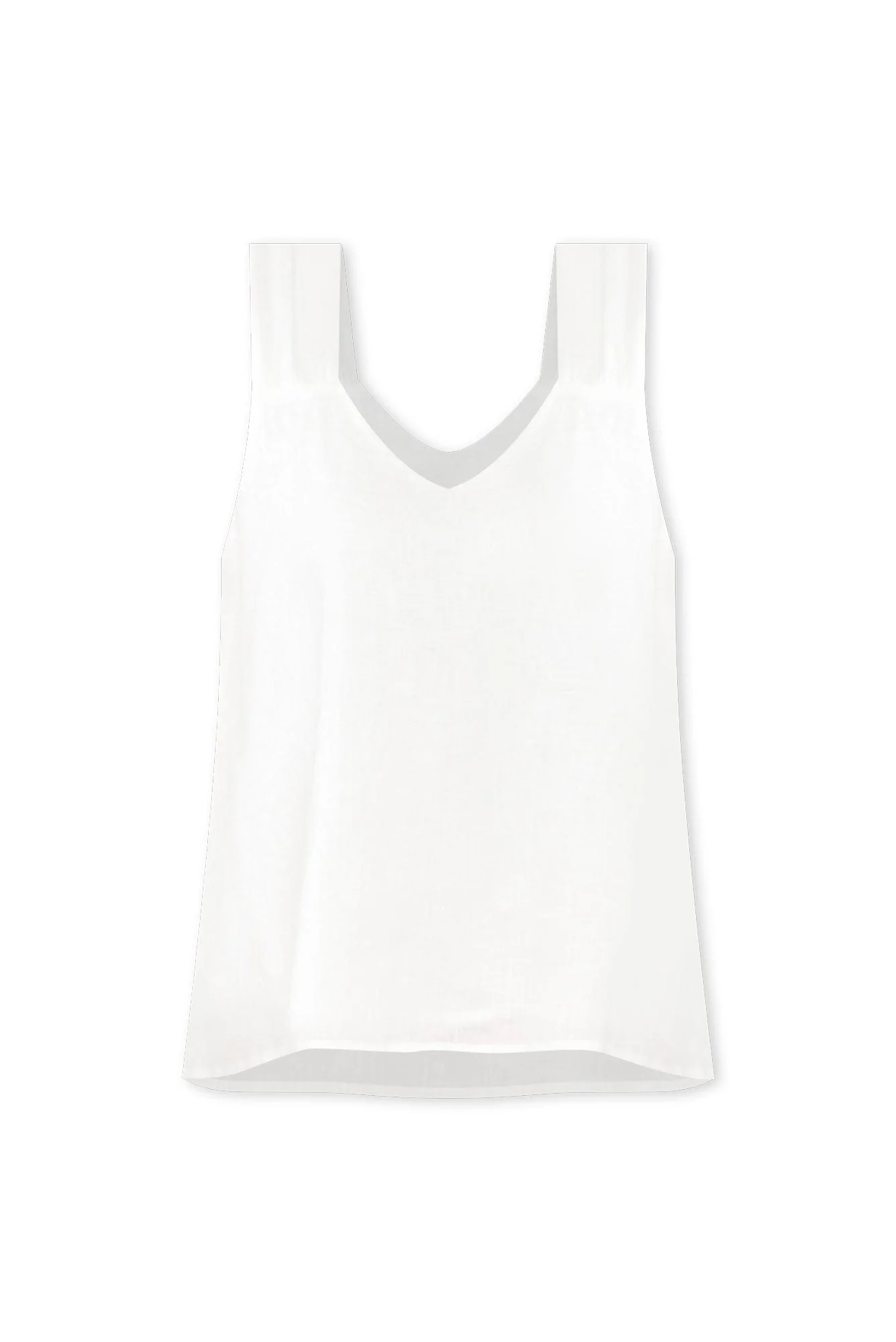 Glide White Linen V Neck Tank