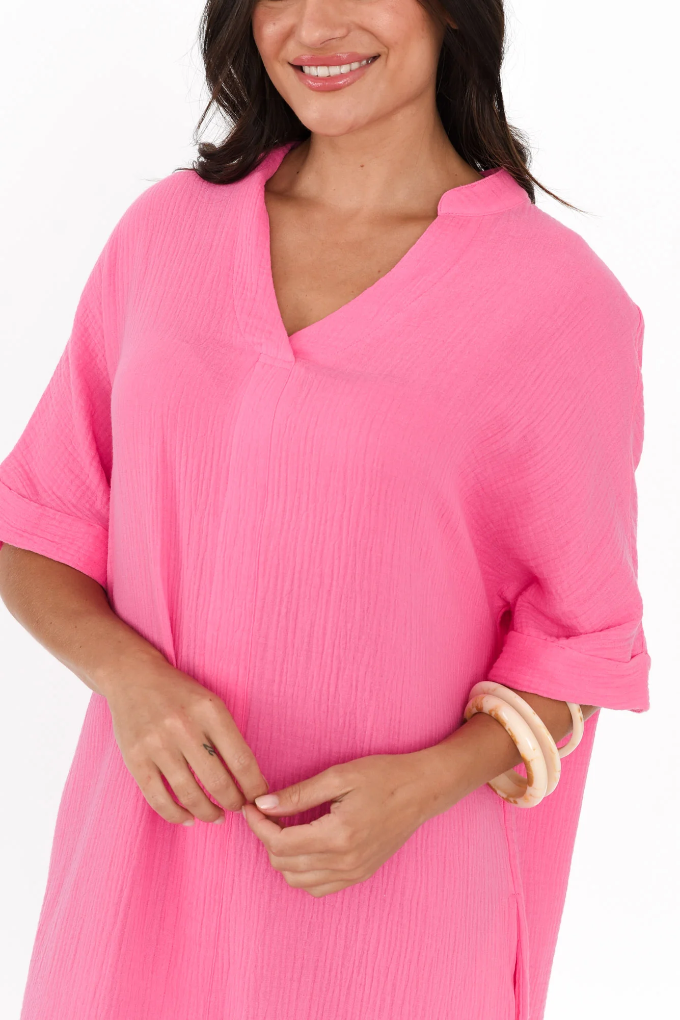 Juniper Pink Cotton Cheesecloth Dress