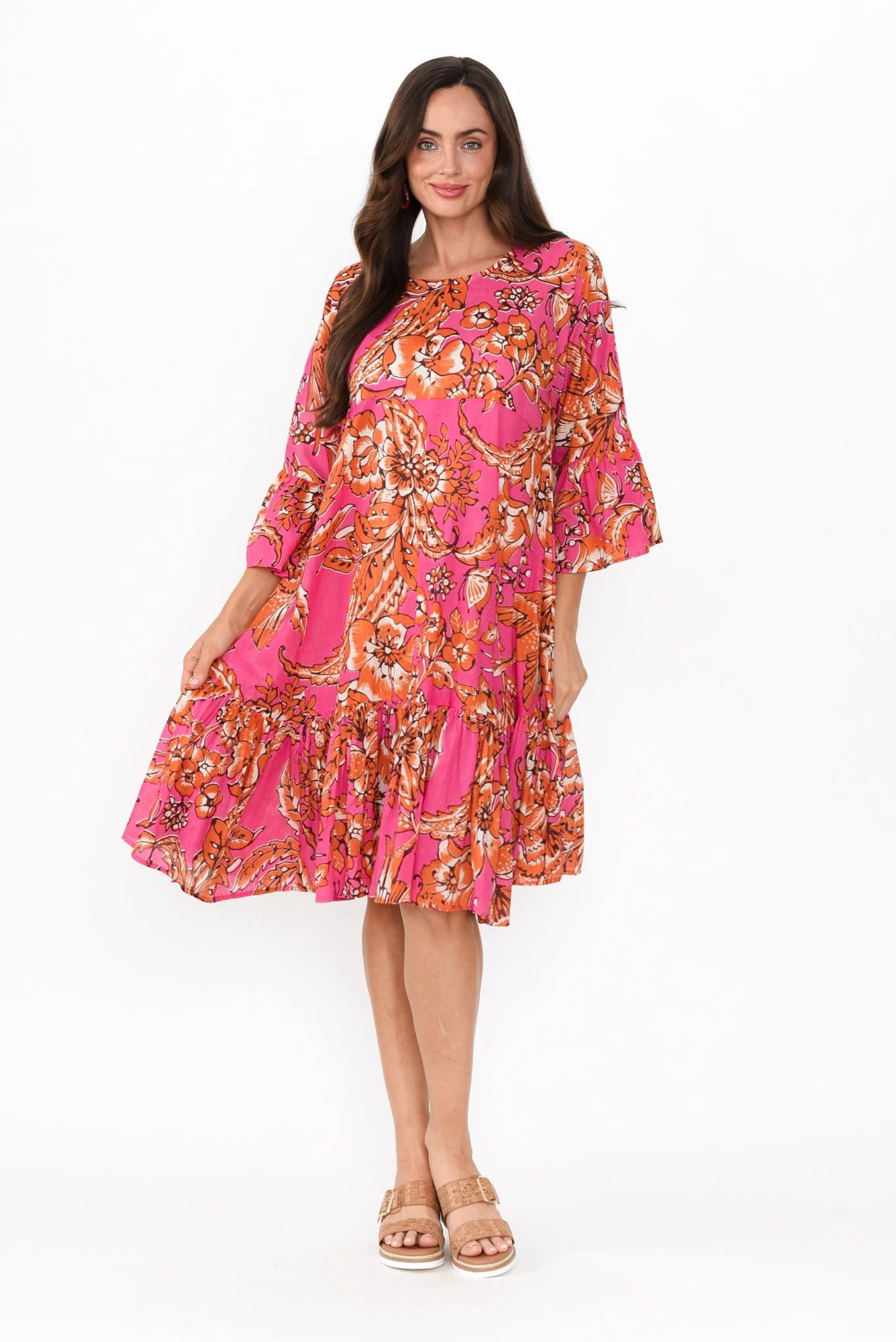 Lucia Orange Garden Cotton Dress