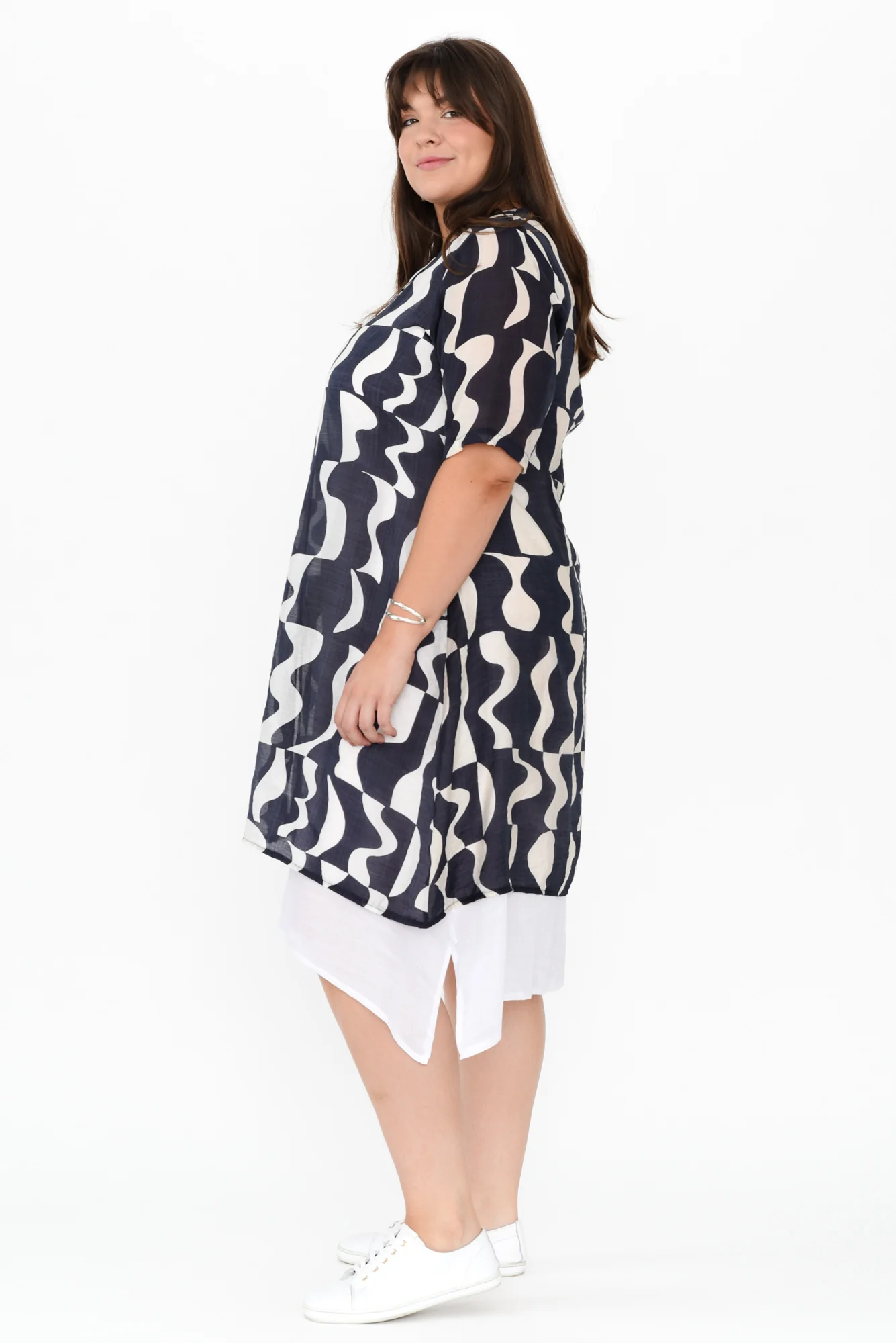 Nala Navy Abstract Layers Dress