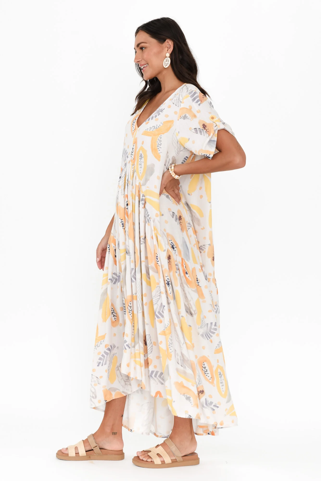 White Fruity Peak Maxi Dress