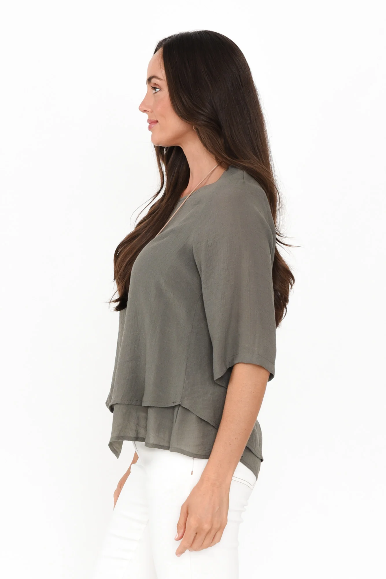 Liora Khaki Layered Top