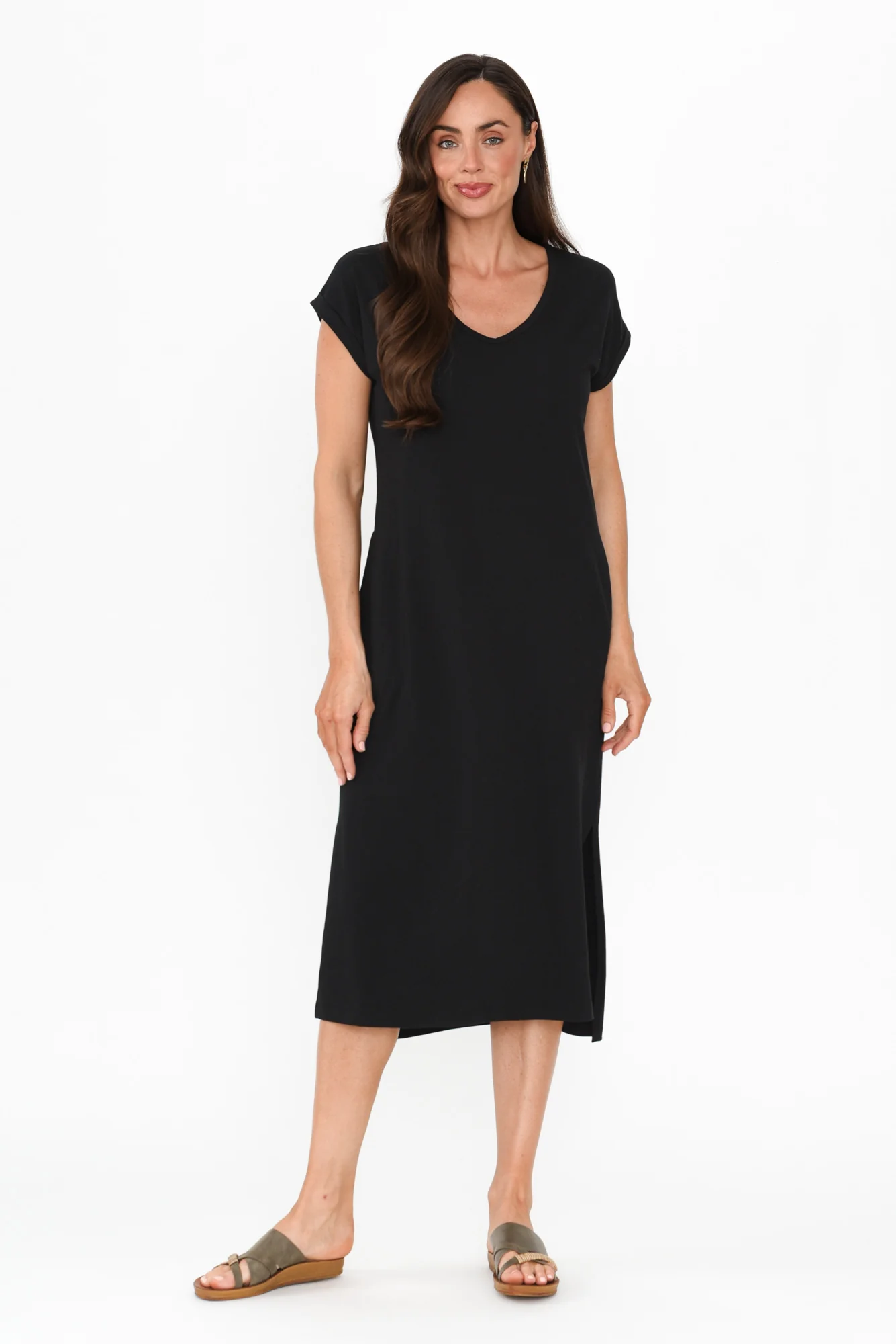 Lavin Black Cotton Stretch Dress
