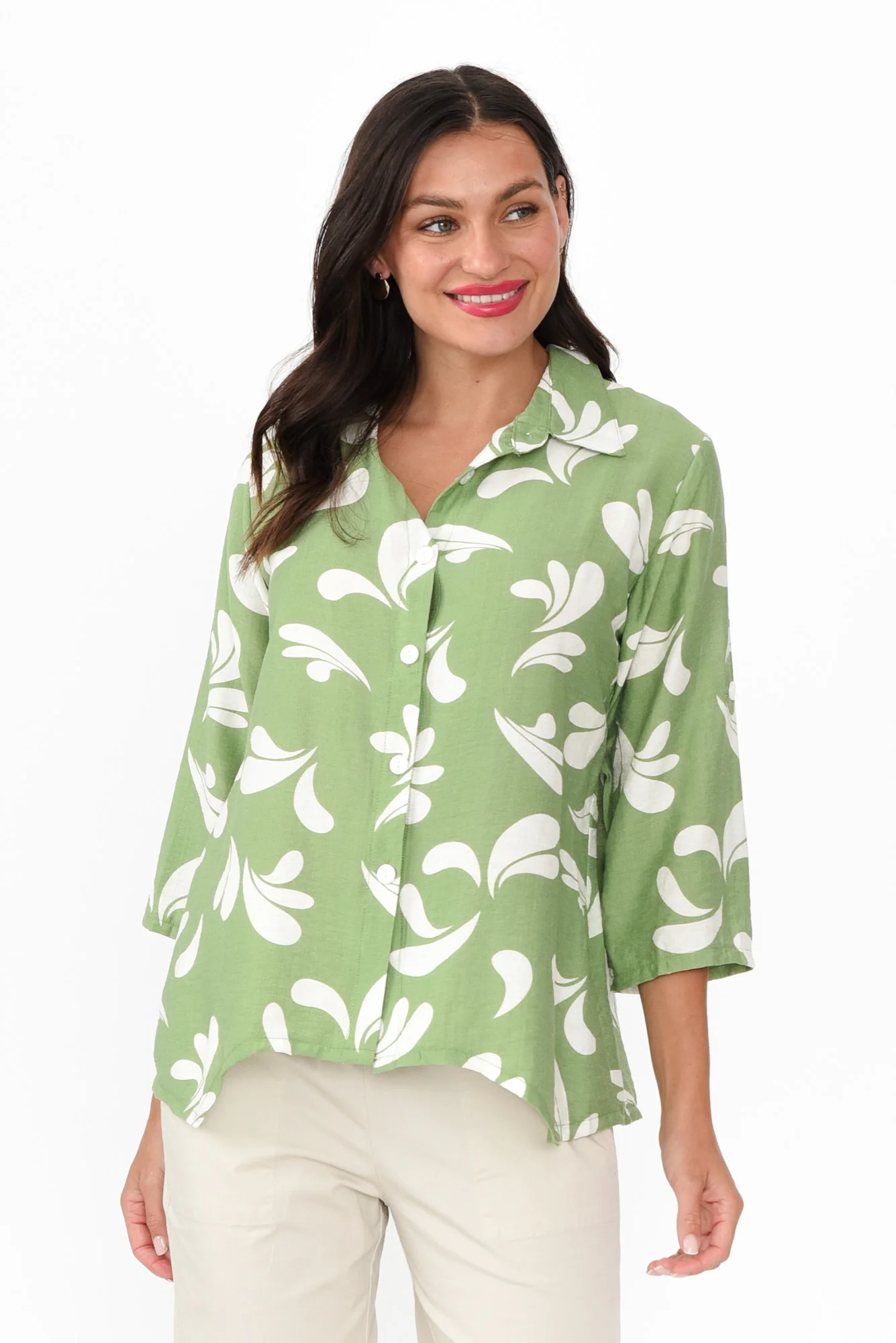 Myah Green Splash Collared Shirt