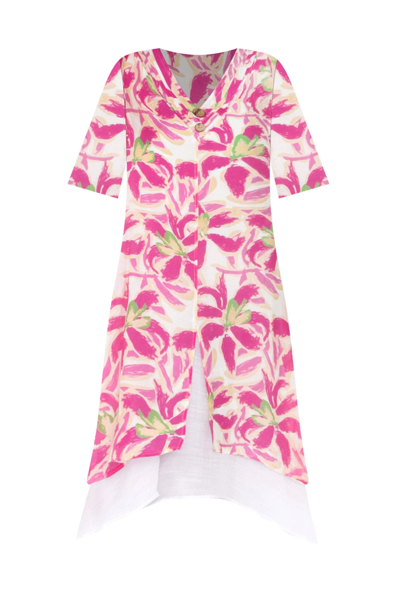 Nala Fuchsia Floral Layers Dress