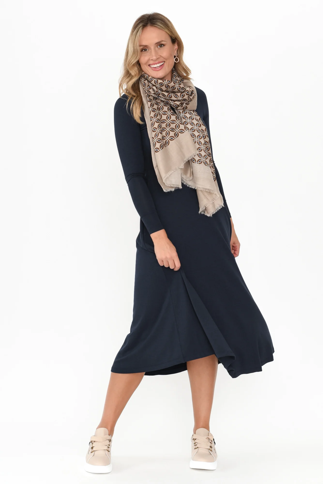 Olivia Dark Navy Bamboo Sleeved Dress