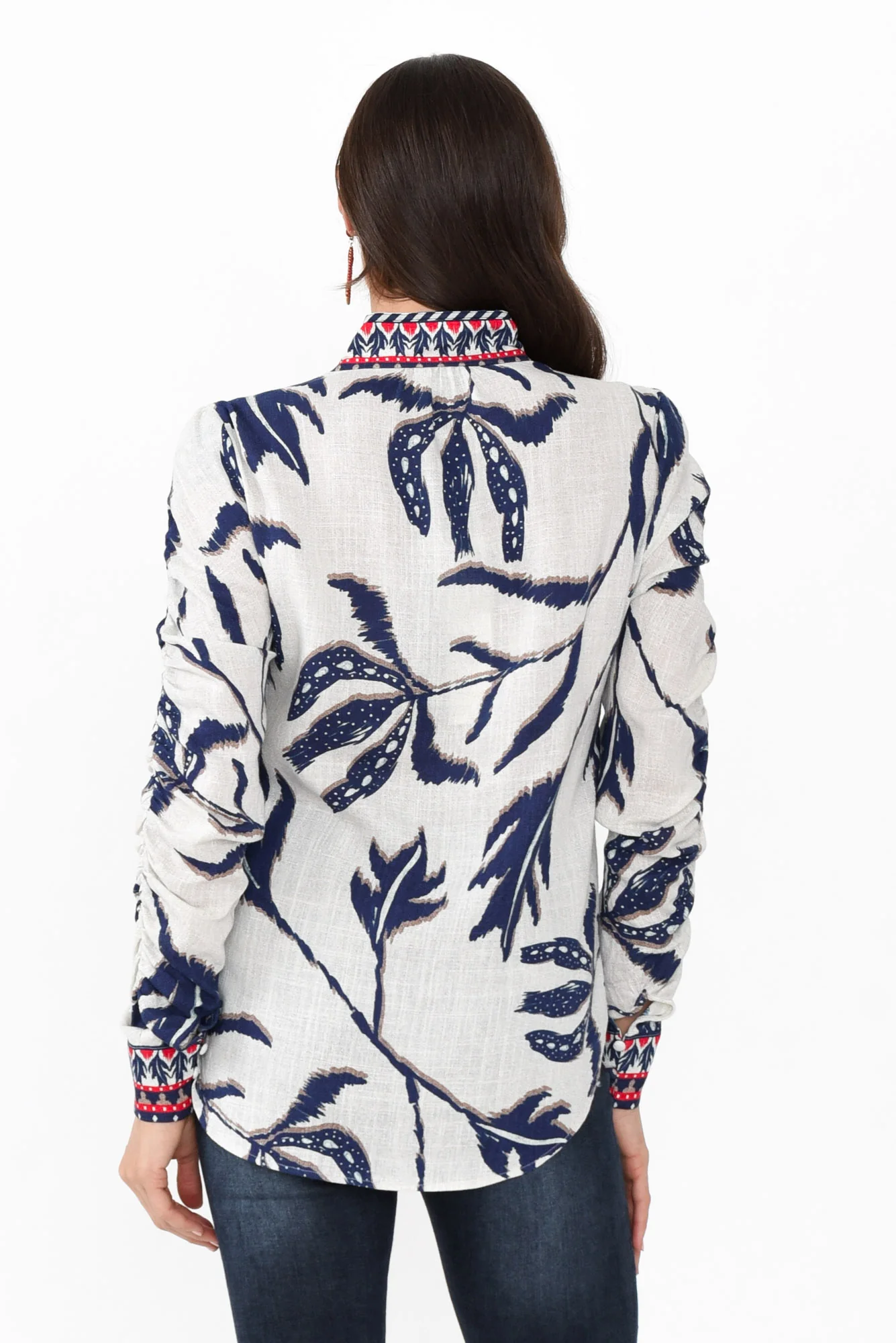 Pavilion Palm Shadow Linen Blend Blouse