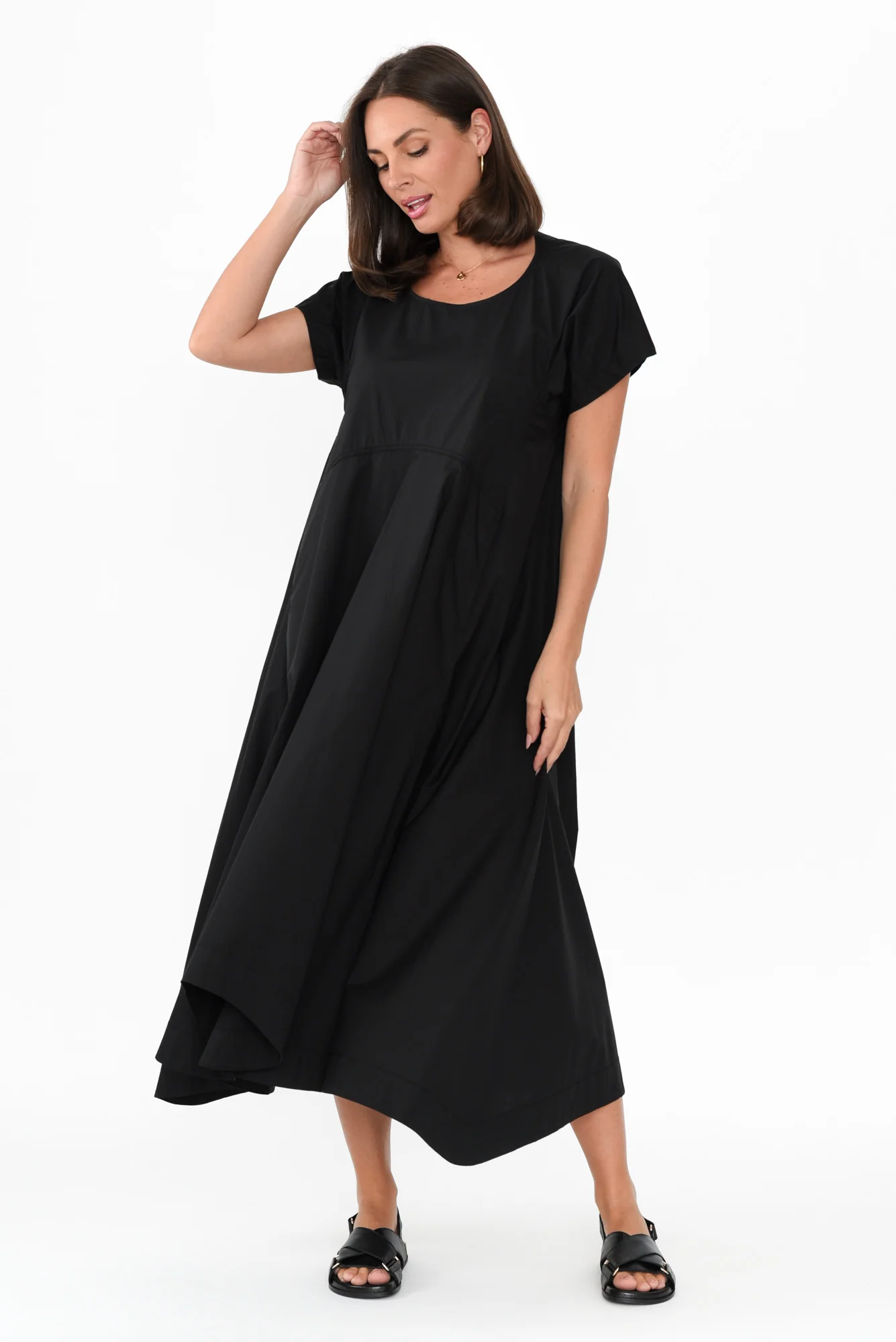 Harlyn Black Cotton Tulip Dress
