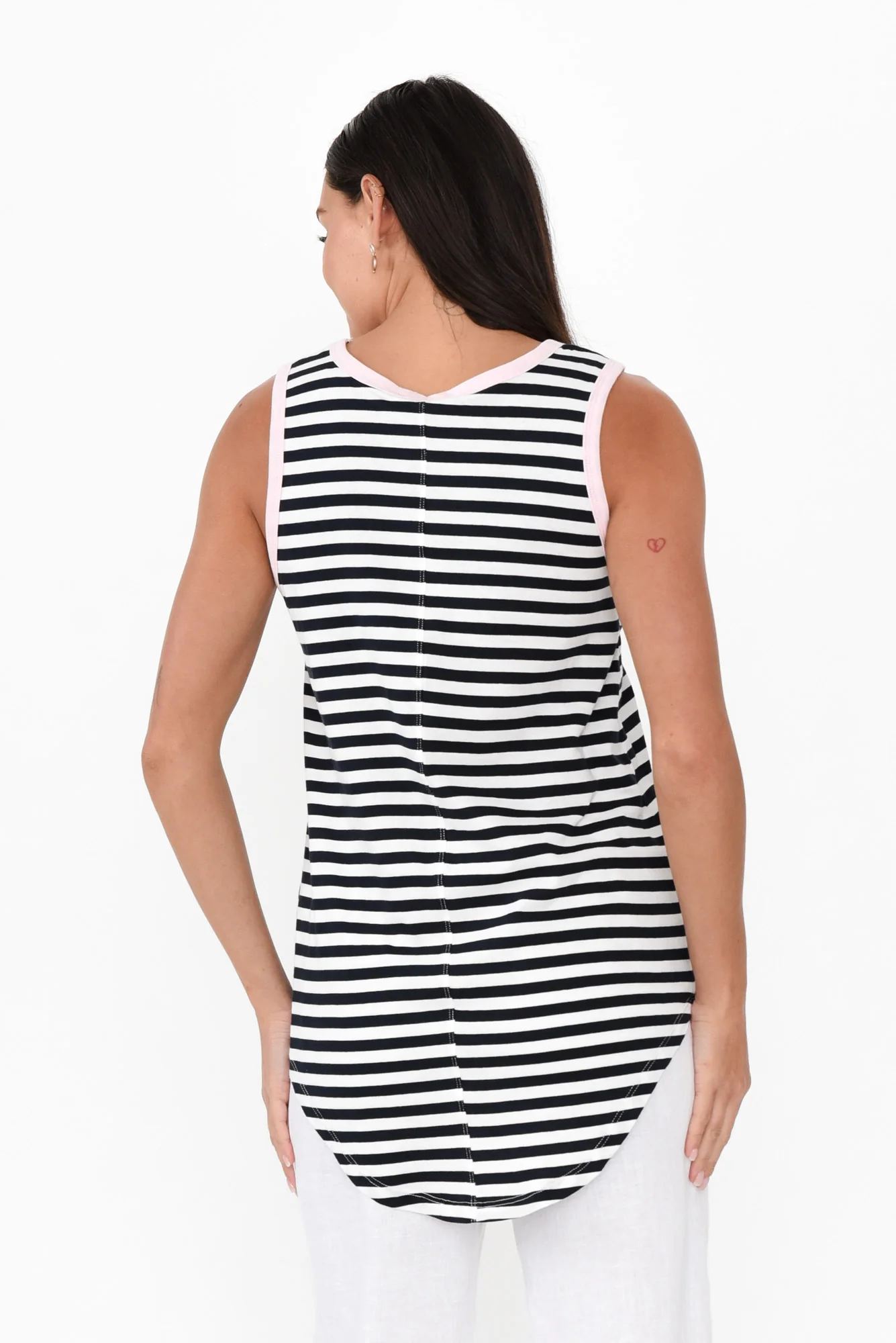 Keira Navy Contrast Cotton Tank
