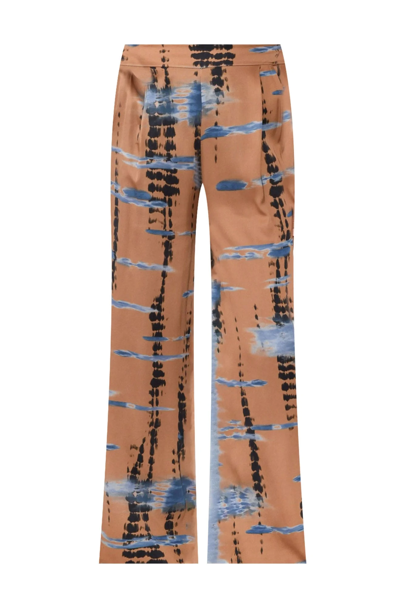 Monay Tan Abstract Silk Blend Pants