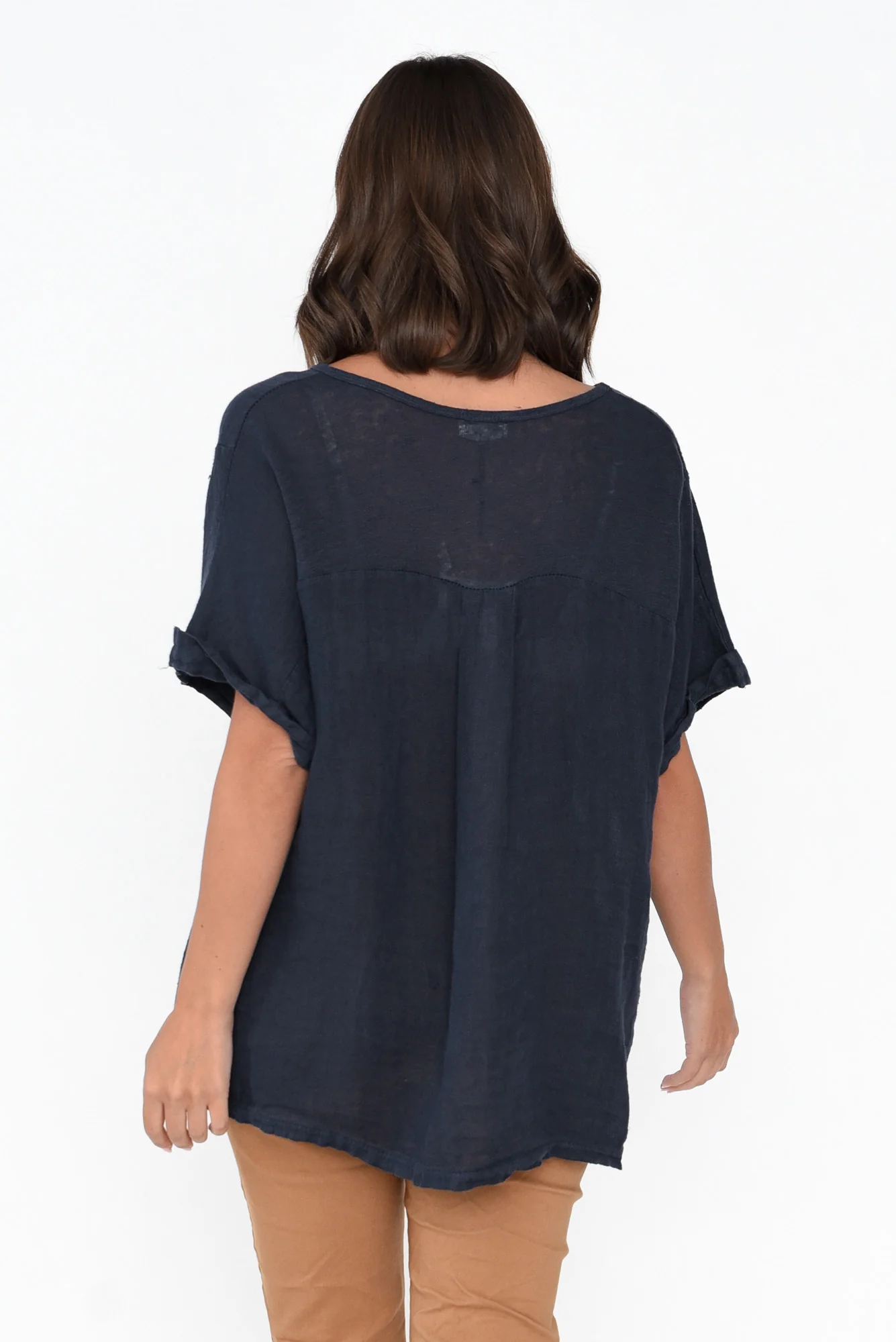 Oversized Anna Navy Linen Tee