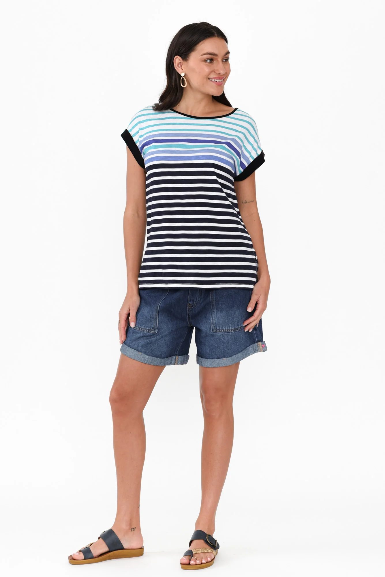 Gracie Blue Stripe Cotton Tee