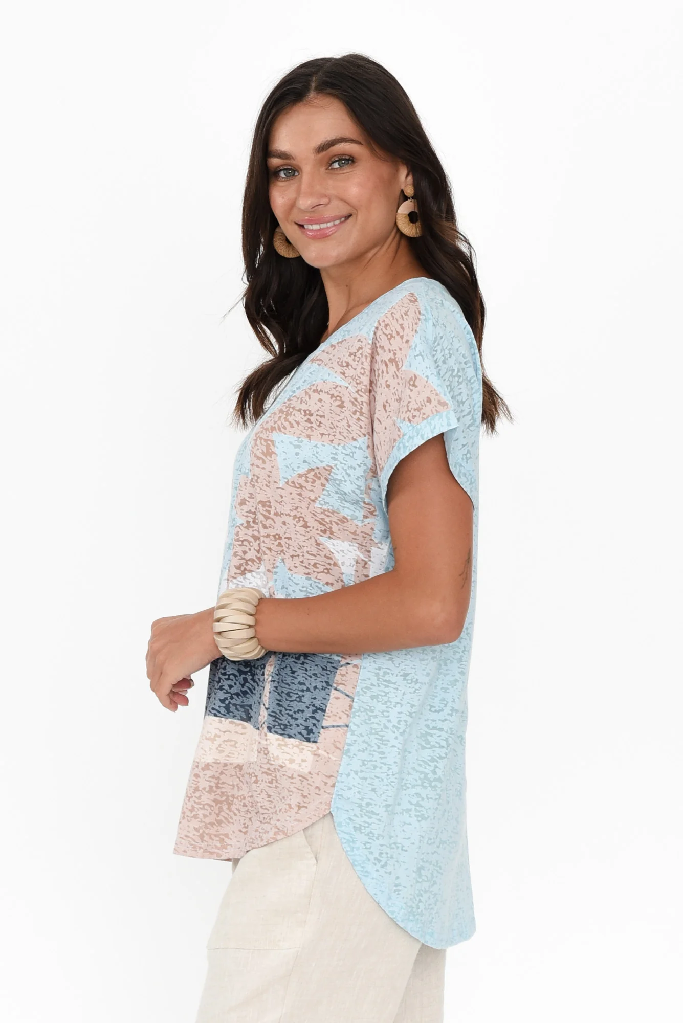 Lawley Blue Palm Cotton Blend Tee