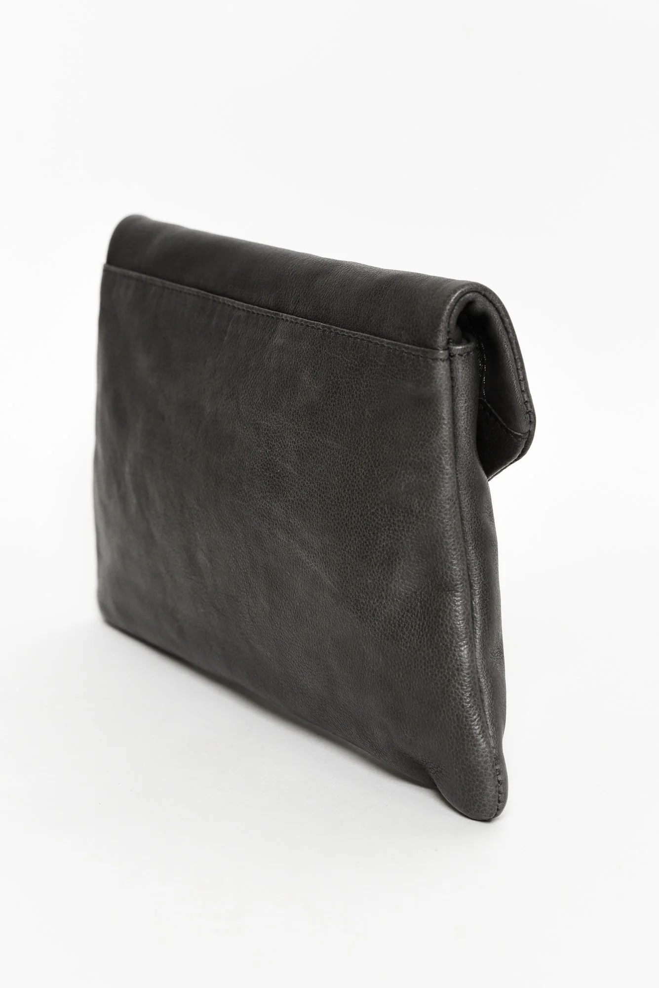 Riley Charcoal Leather Clutch
