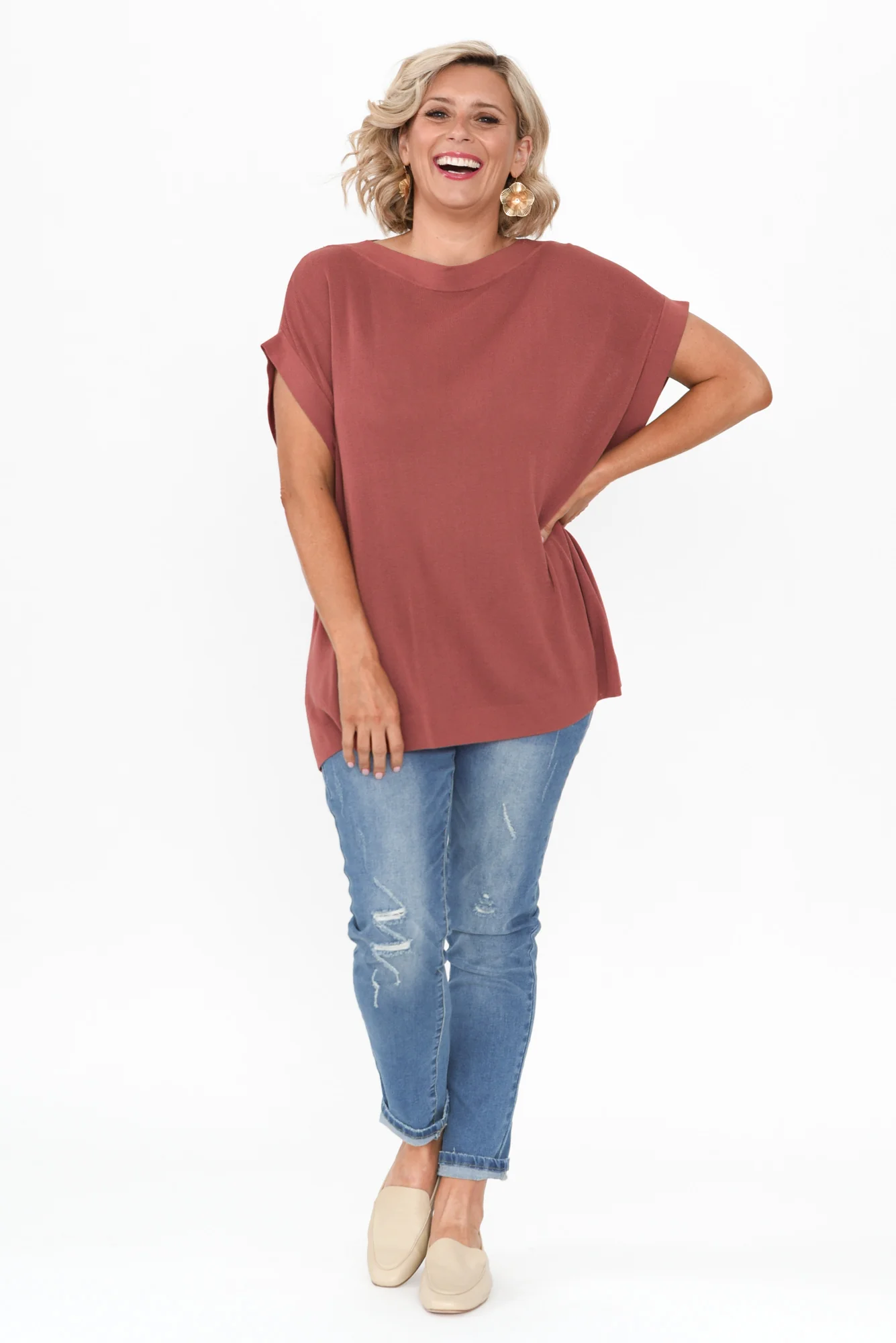 Junos Rust Knit Top