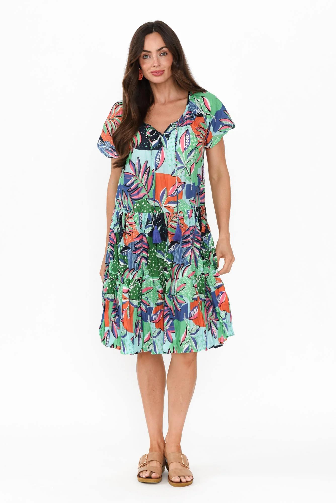 Bessie Green Garden Cotton Tier Dress