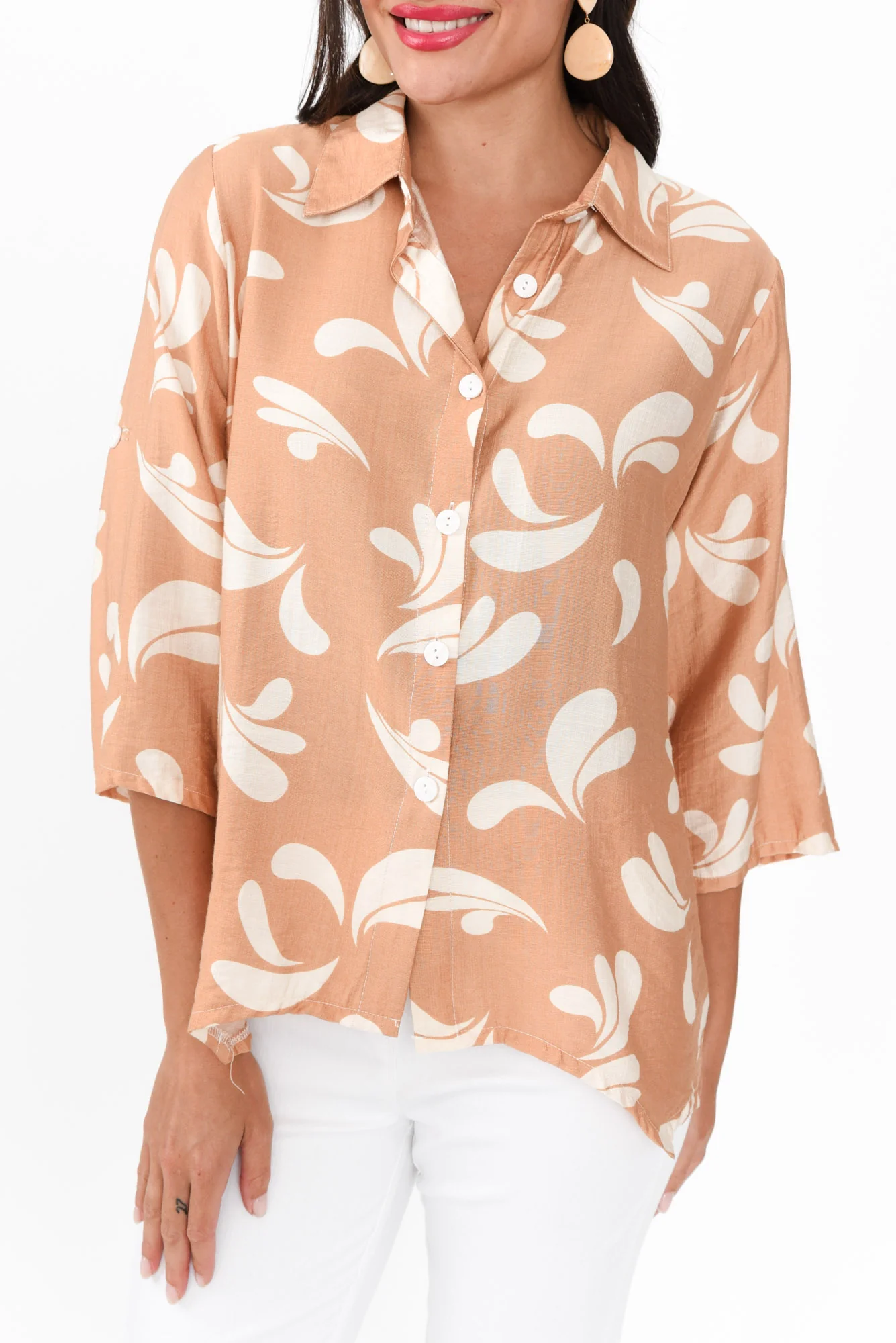 Myah Tan Splash Collared Shirt
