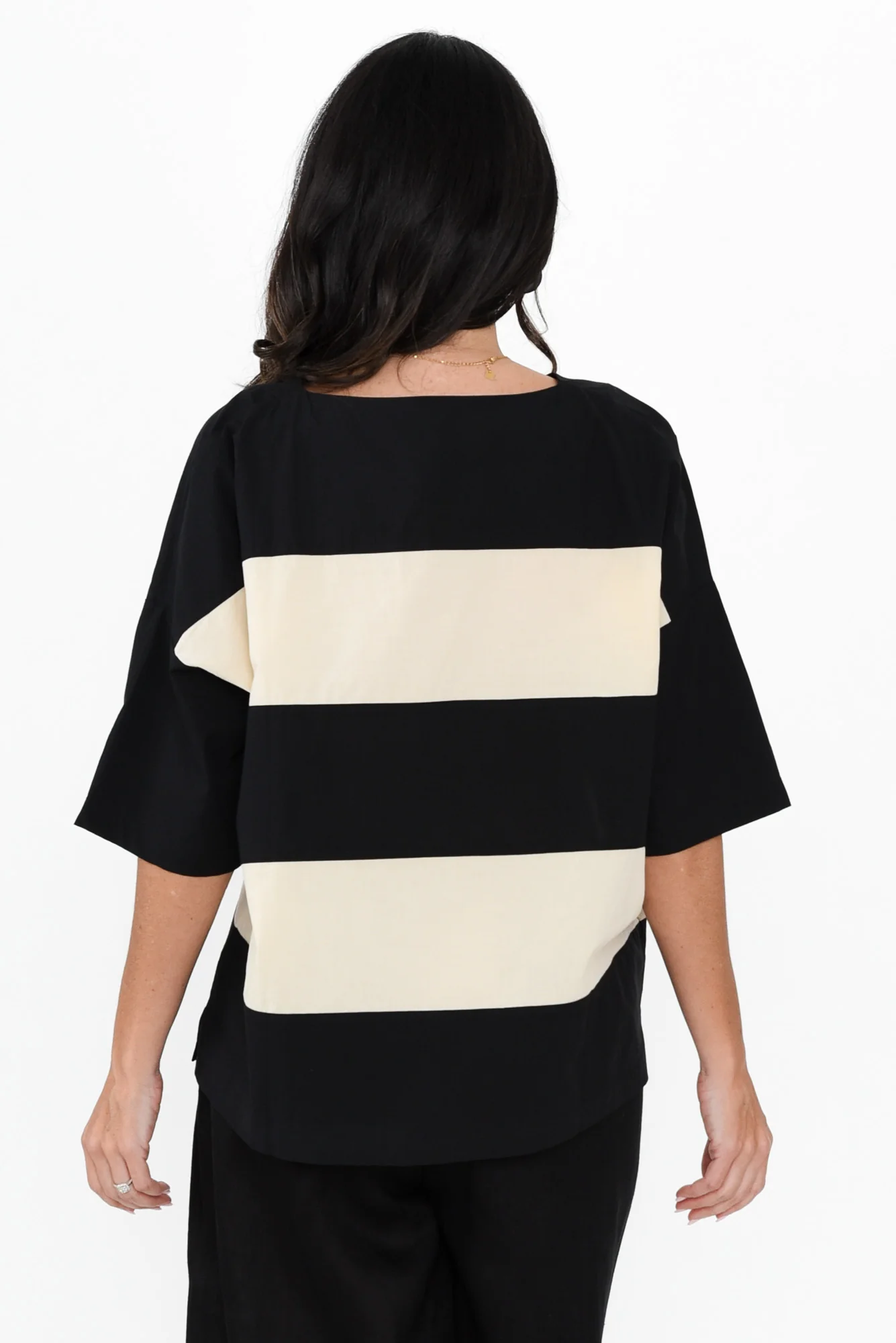 Balos Black Stripe Cotton Poplin Top