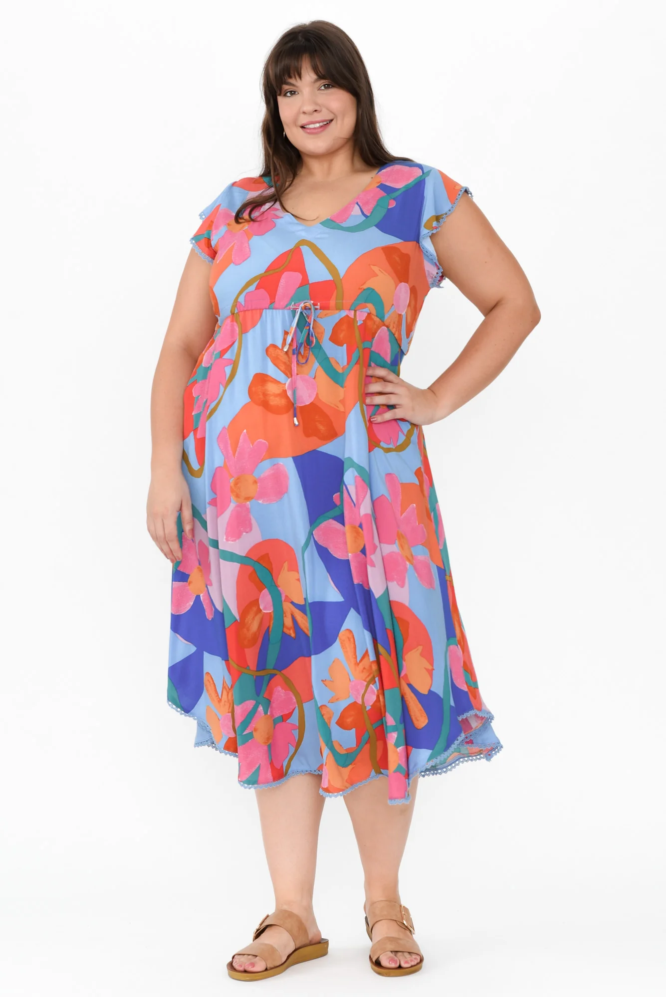 Libby Blue Swirl Midi Dress
