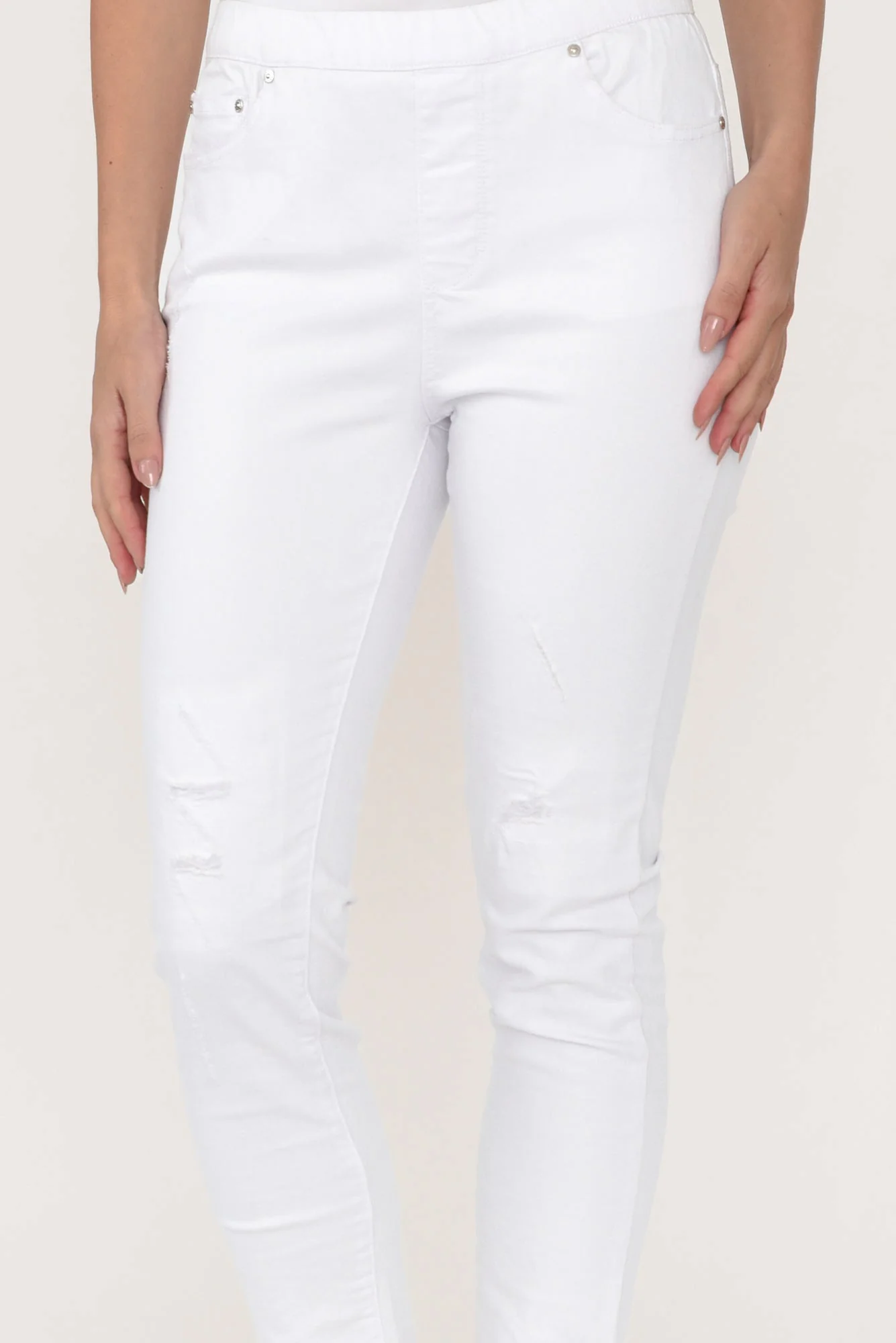 Zadie Distressed White Stretch Jeans