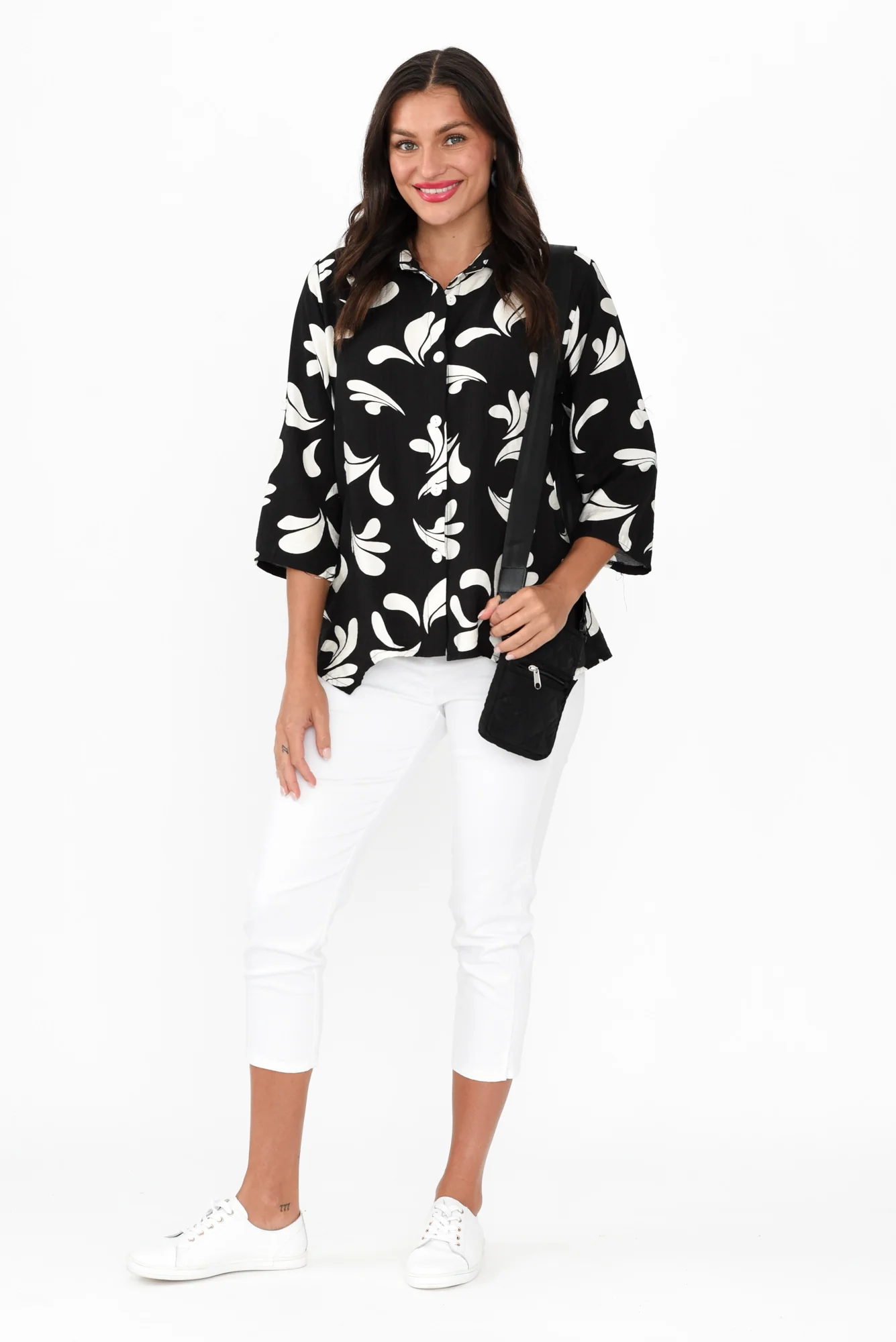 Myah Black Splash Collared Shirt