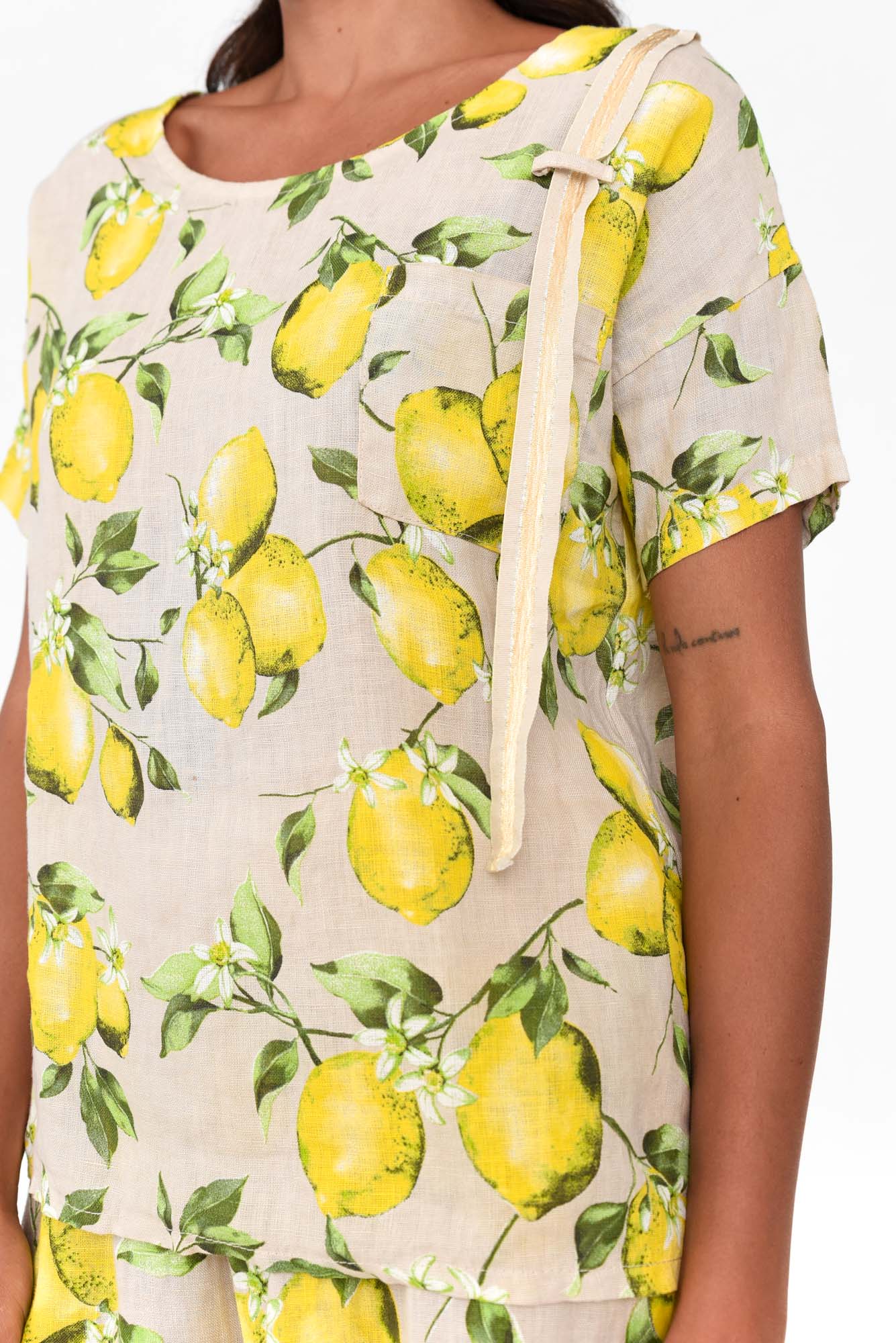 Marceline Citrus Blossom Linen Top