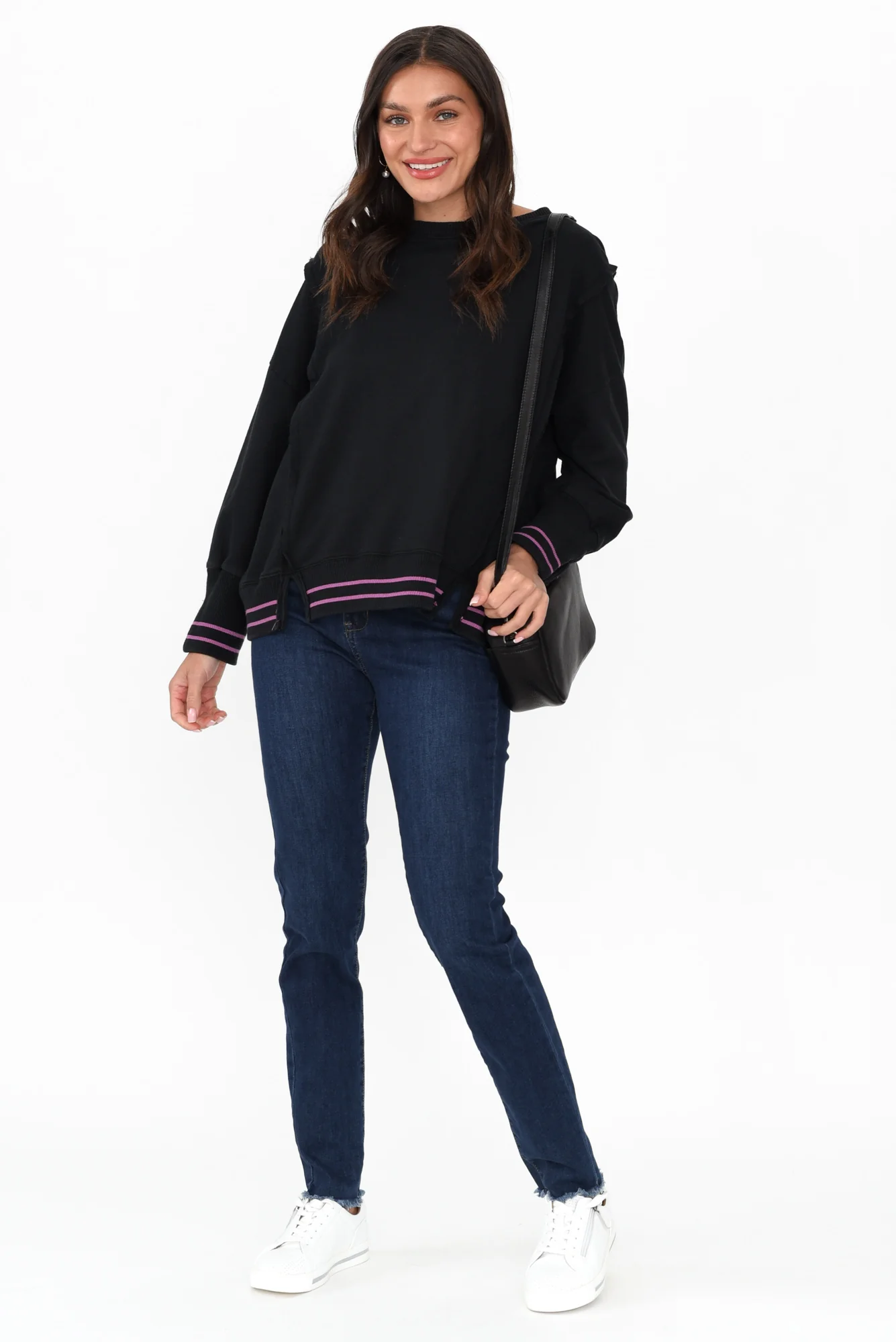 Chantelle Black Trim Cotton Long Sleeve Top