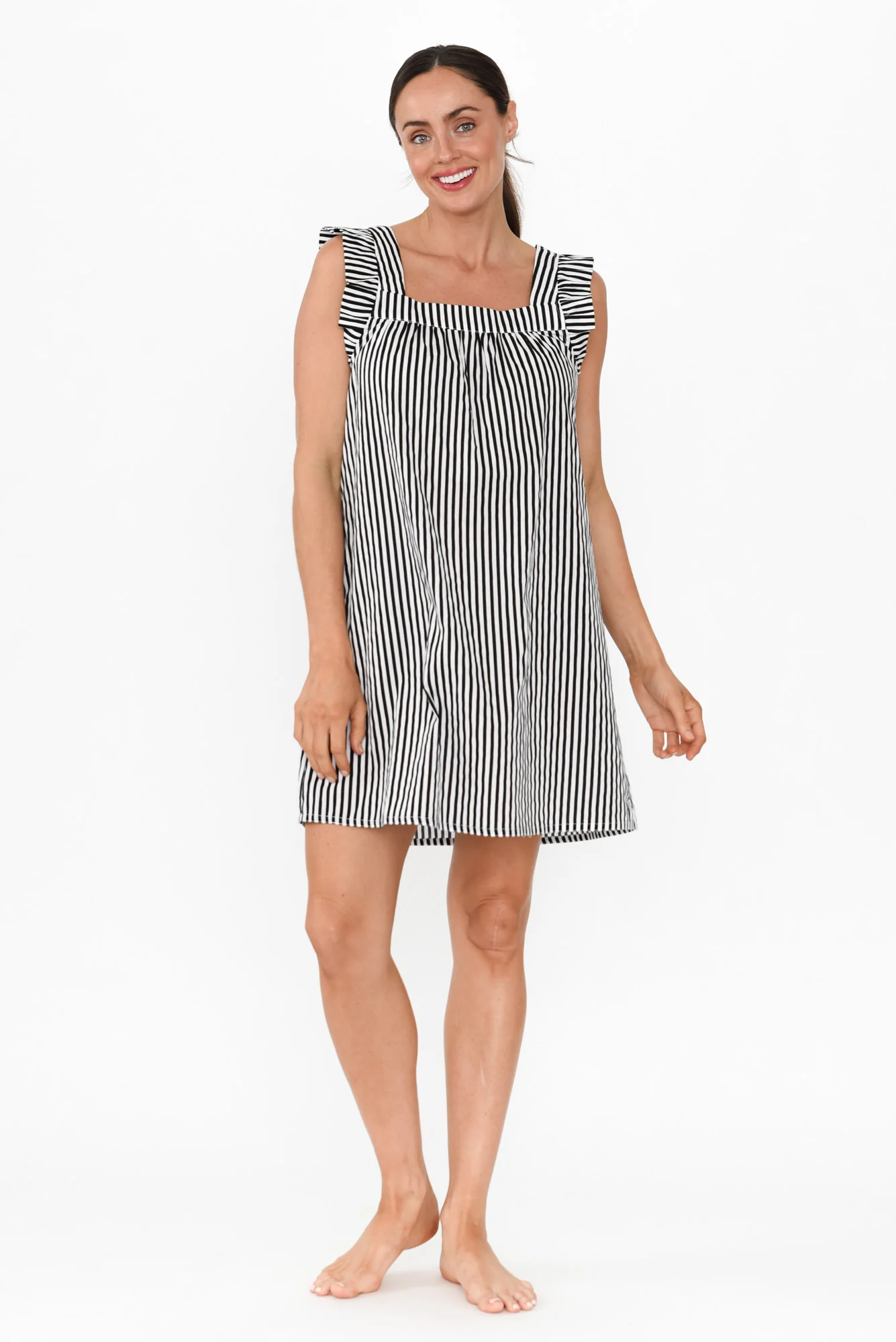 Arabella Black Stripe Cotton Nightie