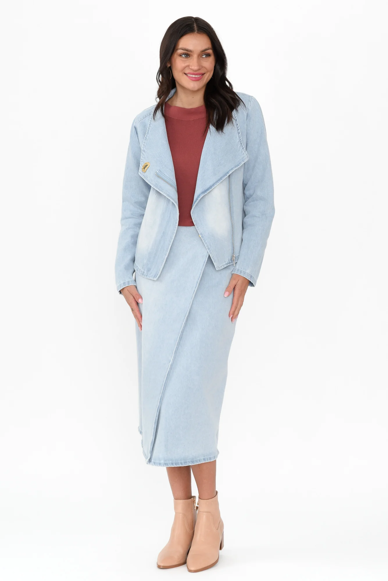 Flight Light Blue Denim Wrap Skirt