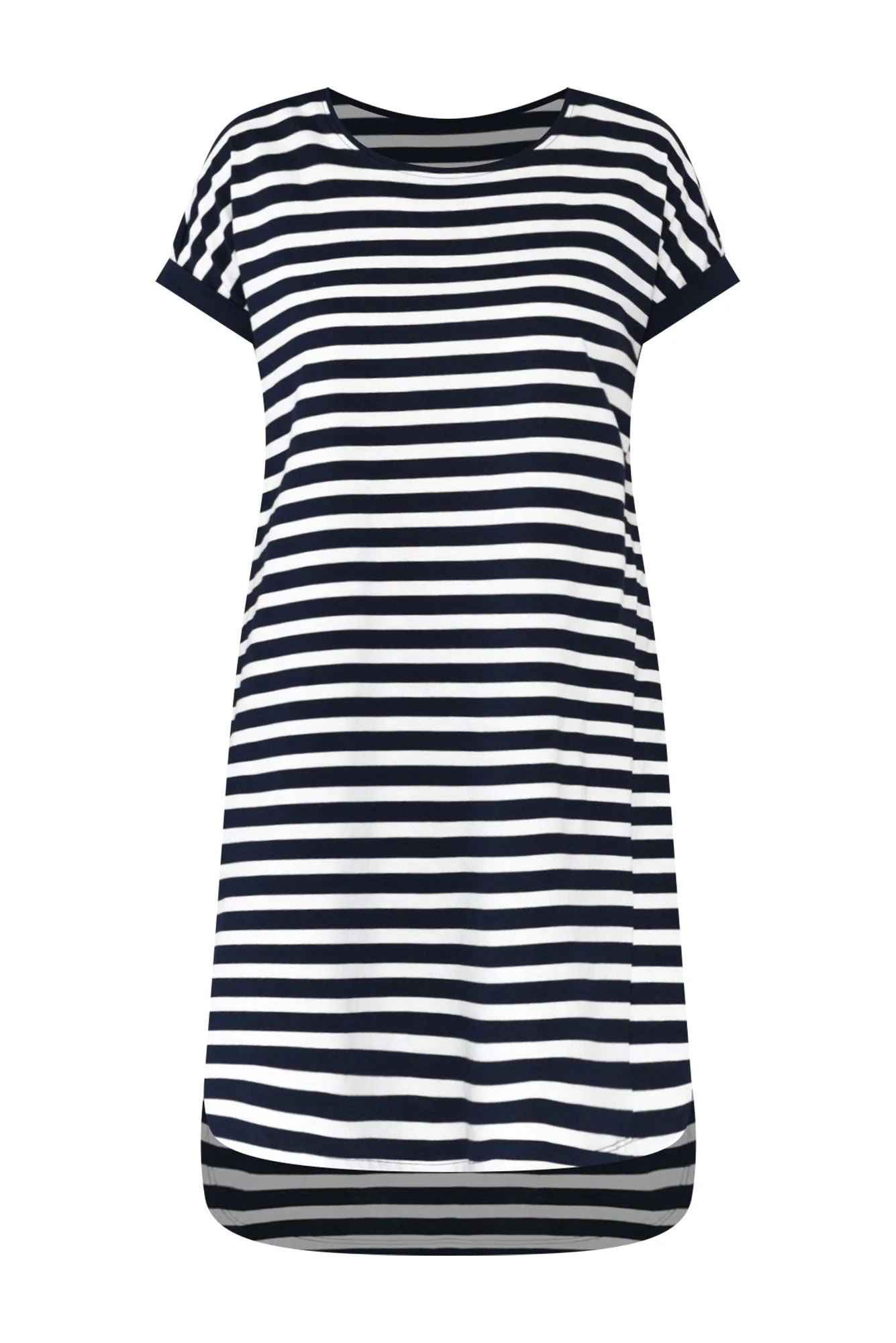 Maxine Indigo Stripe Cotton T-Shirt Dress
