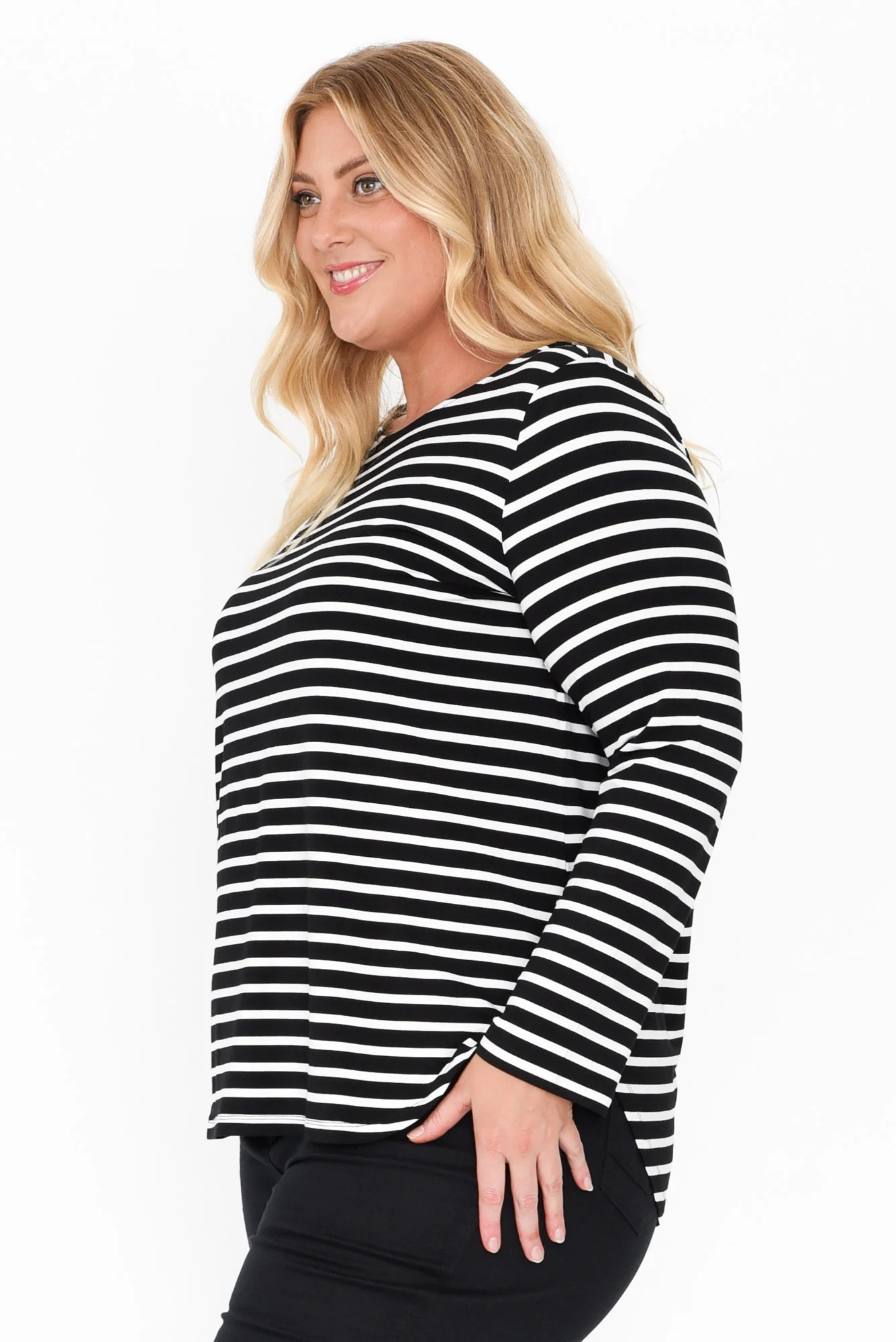 Adele Black Stripe Long Sleeve Bamboo Tee