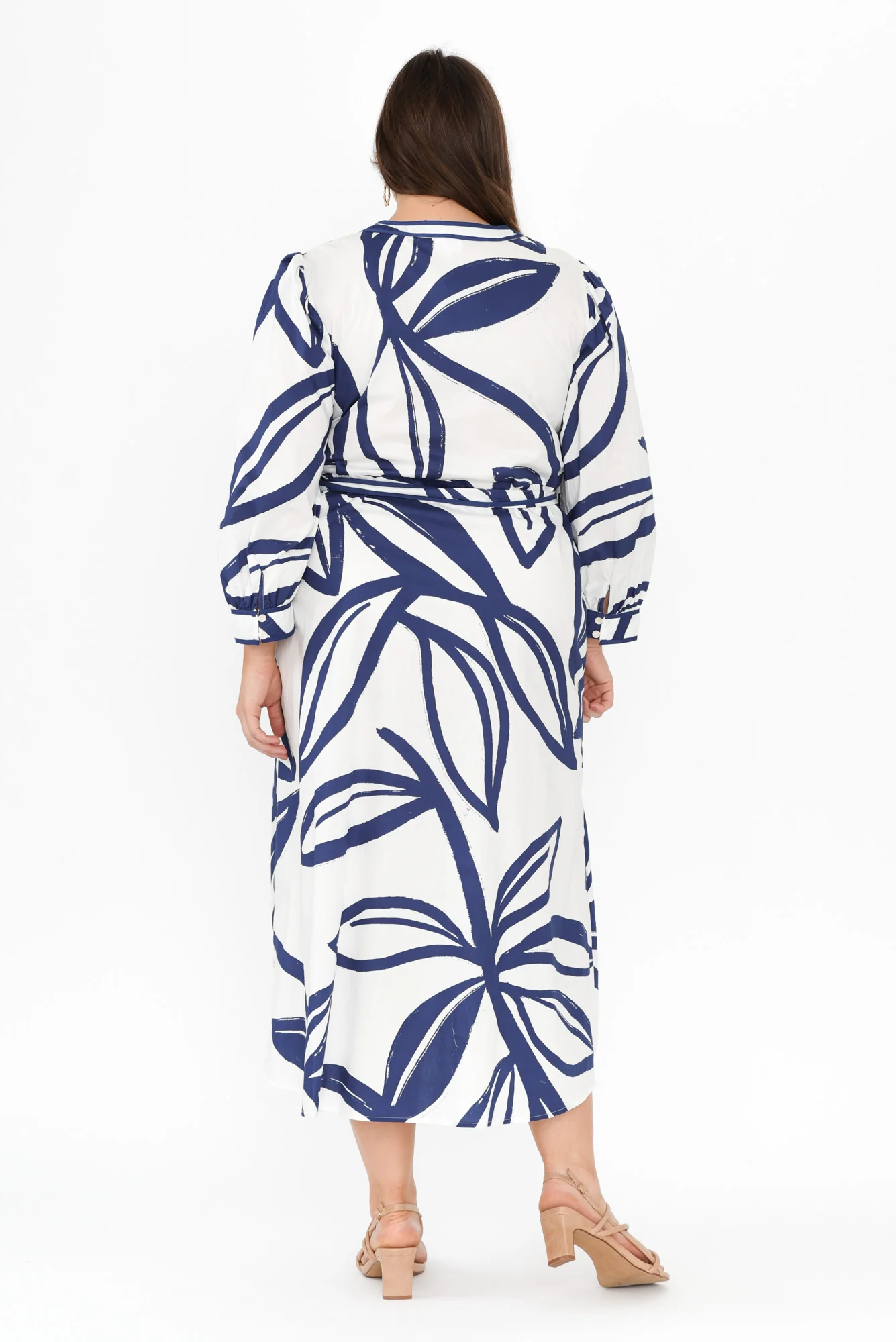 Priya Navy Floral Cotton Poplin Dress