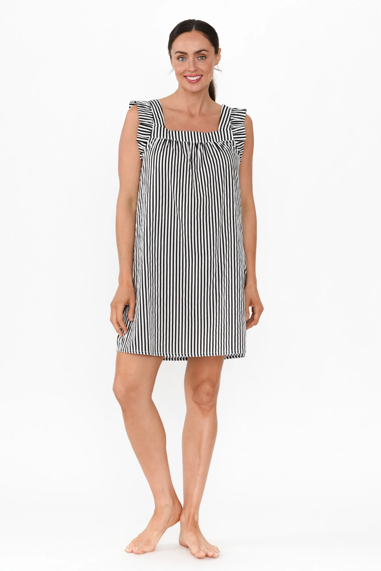 Arabella Black Stripe Cotton Nightie