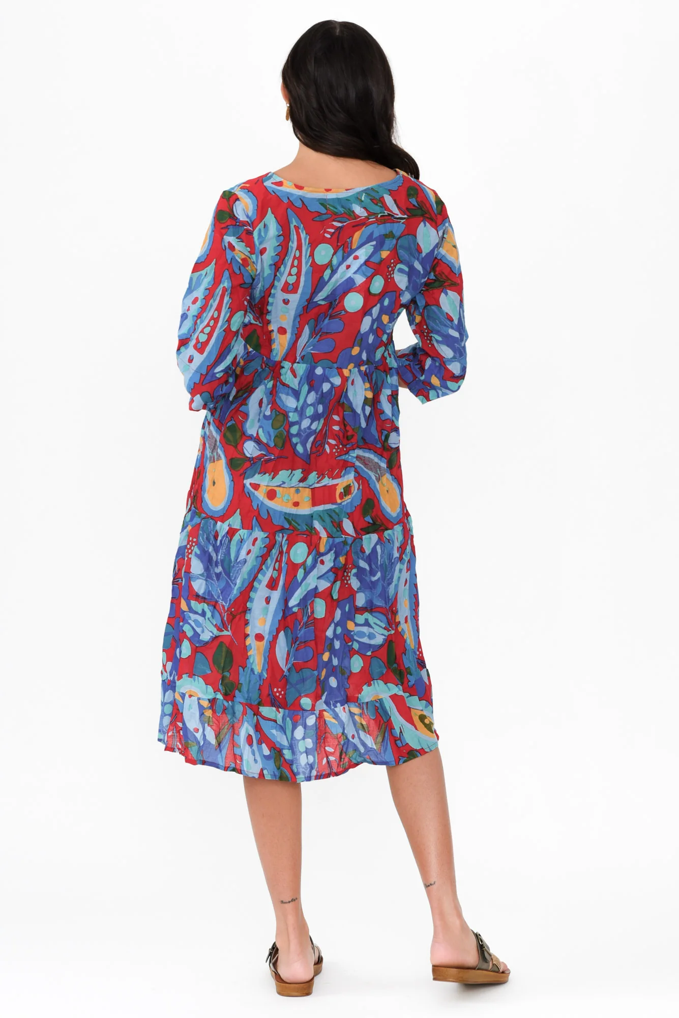 Milana Red Garden Crinkle Cotton Dress