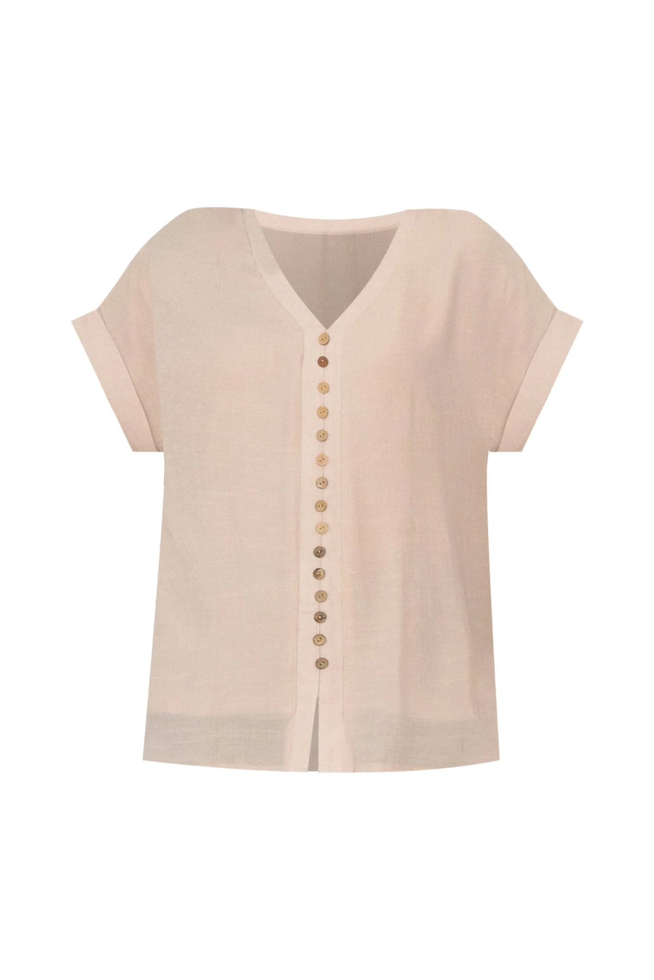 Miray Beige Button Top