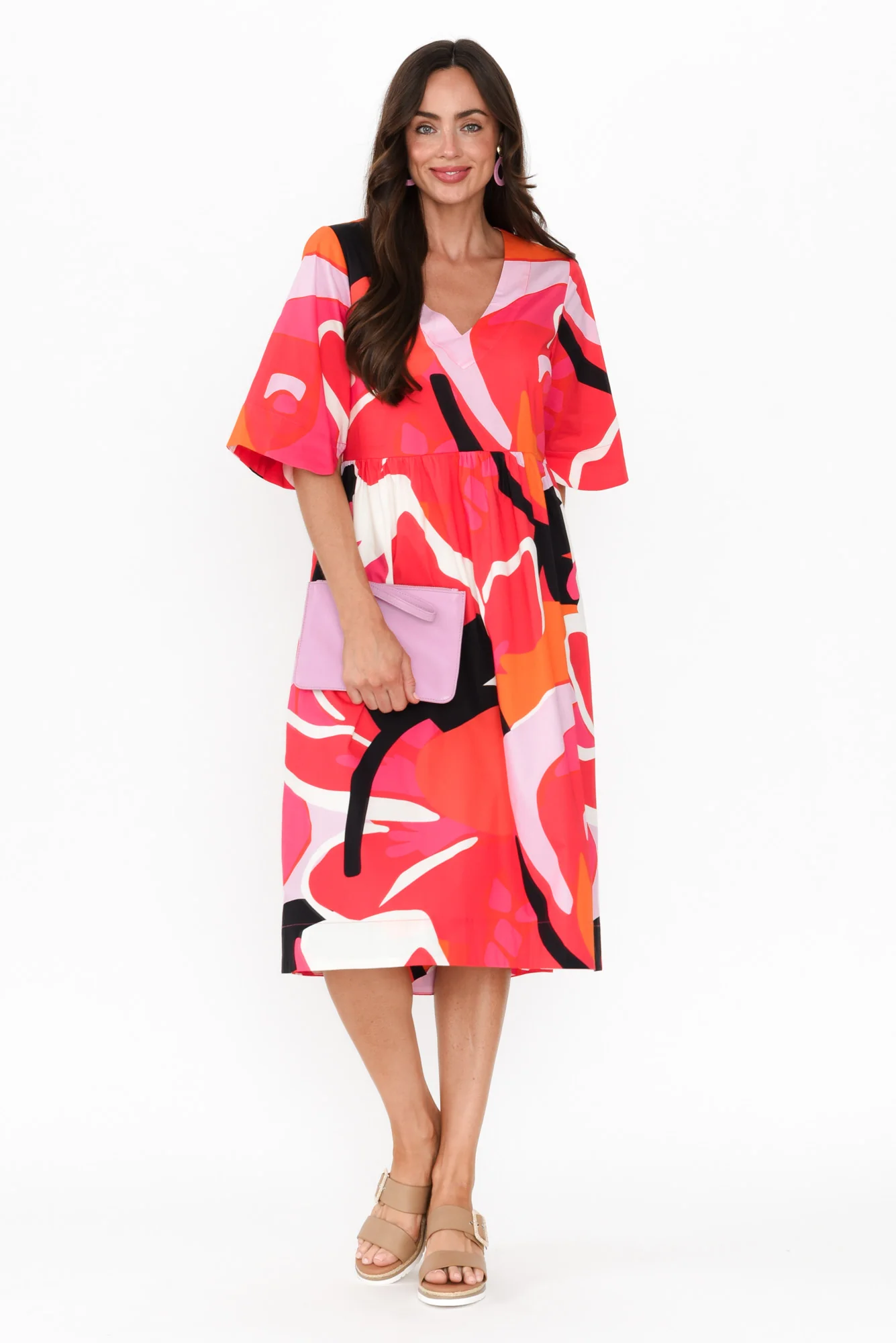 Brightside Pink Abstract Cotton Dress