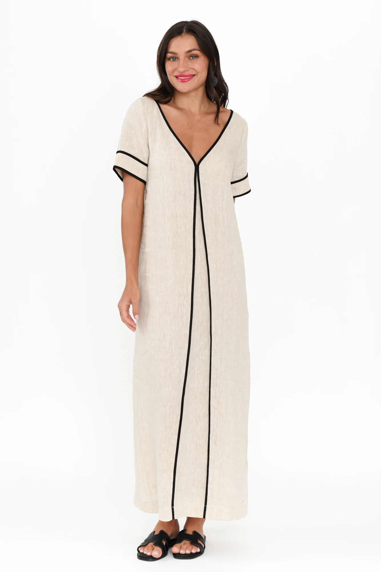 Juniper Natural Contrast Linen Dress