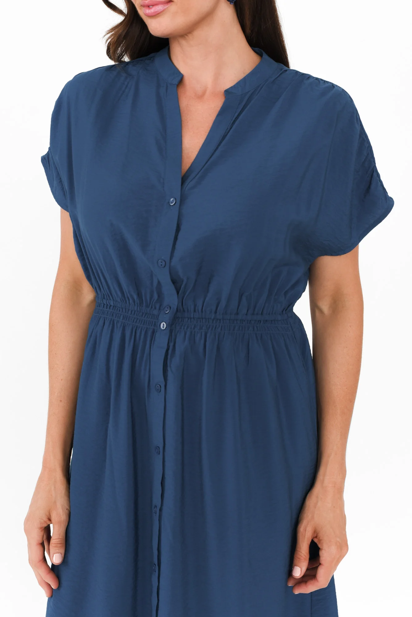 Simone Blue Button Dress