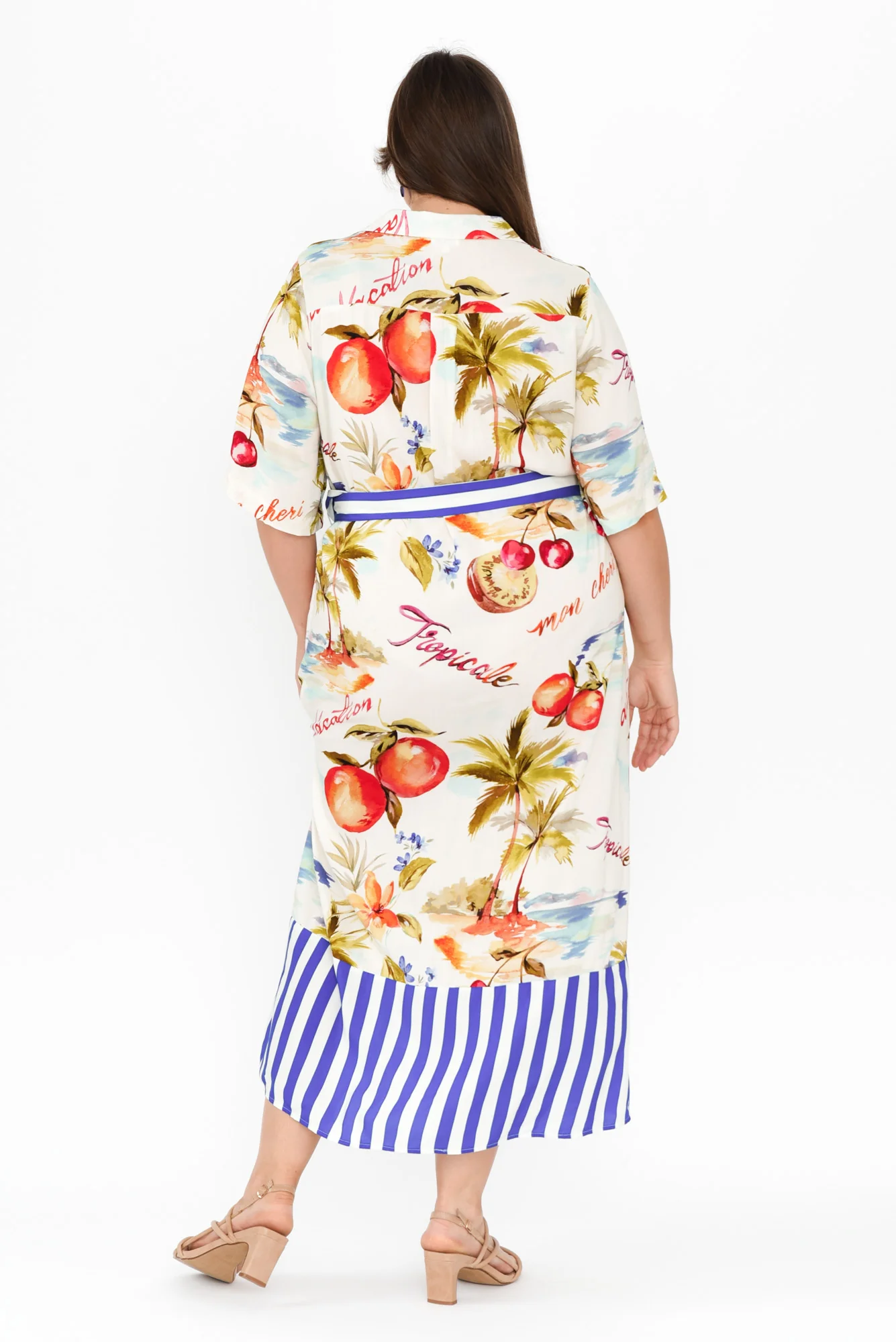 Zaylee White Tropical Shirt Dress