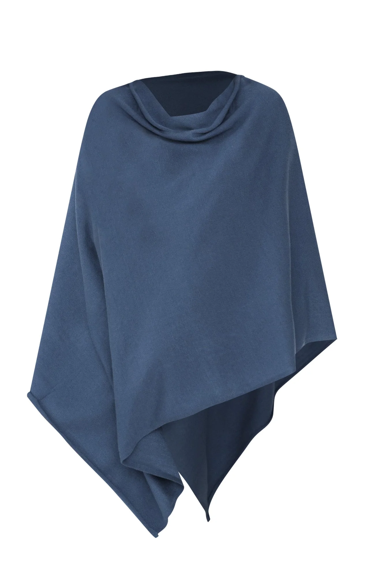 Amy Sea Blue Wool Blend Poncho
