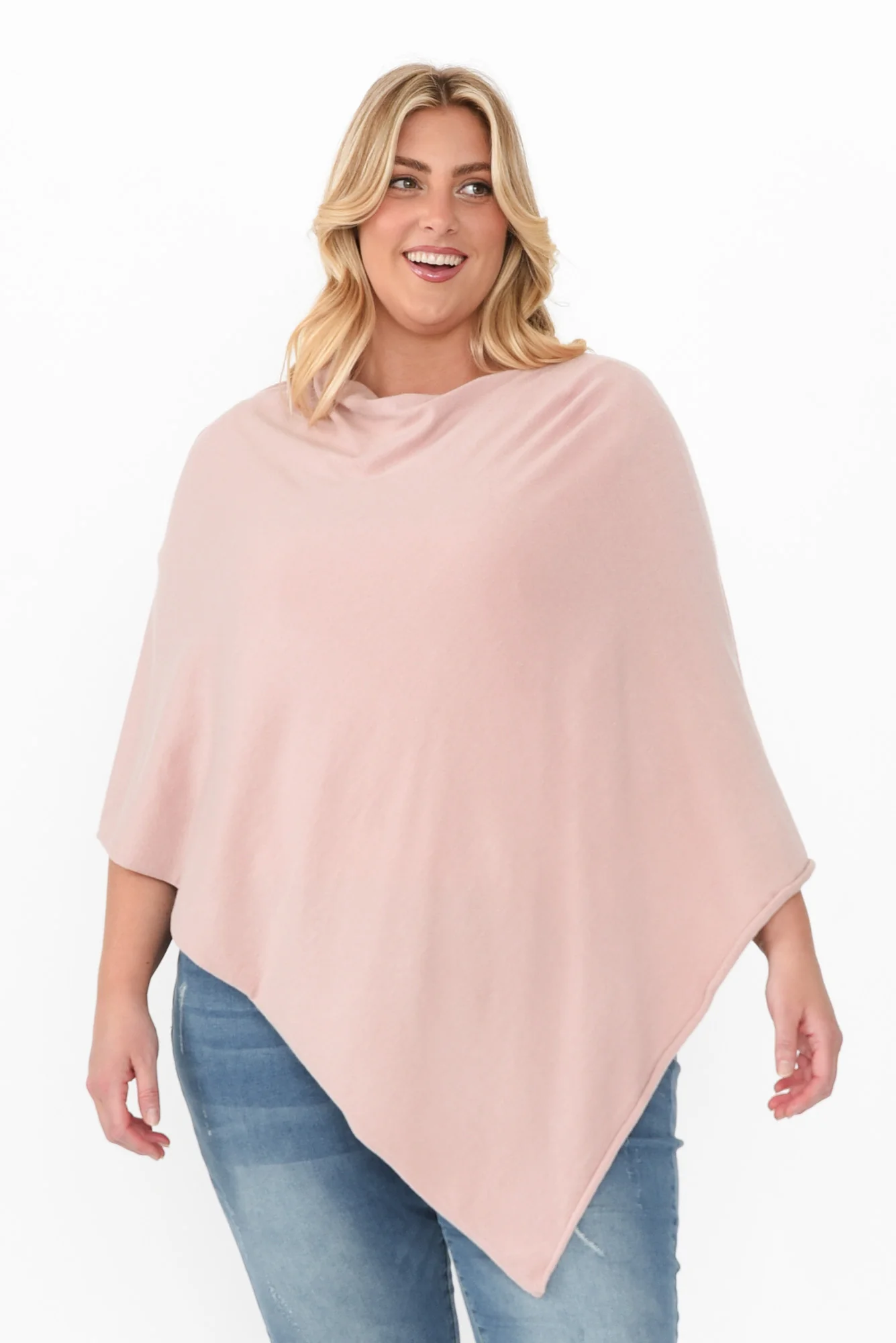 Amy Light Pink Wool Blend Poncho
