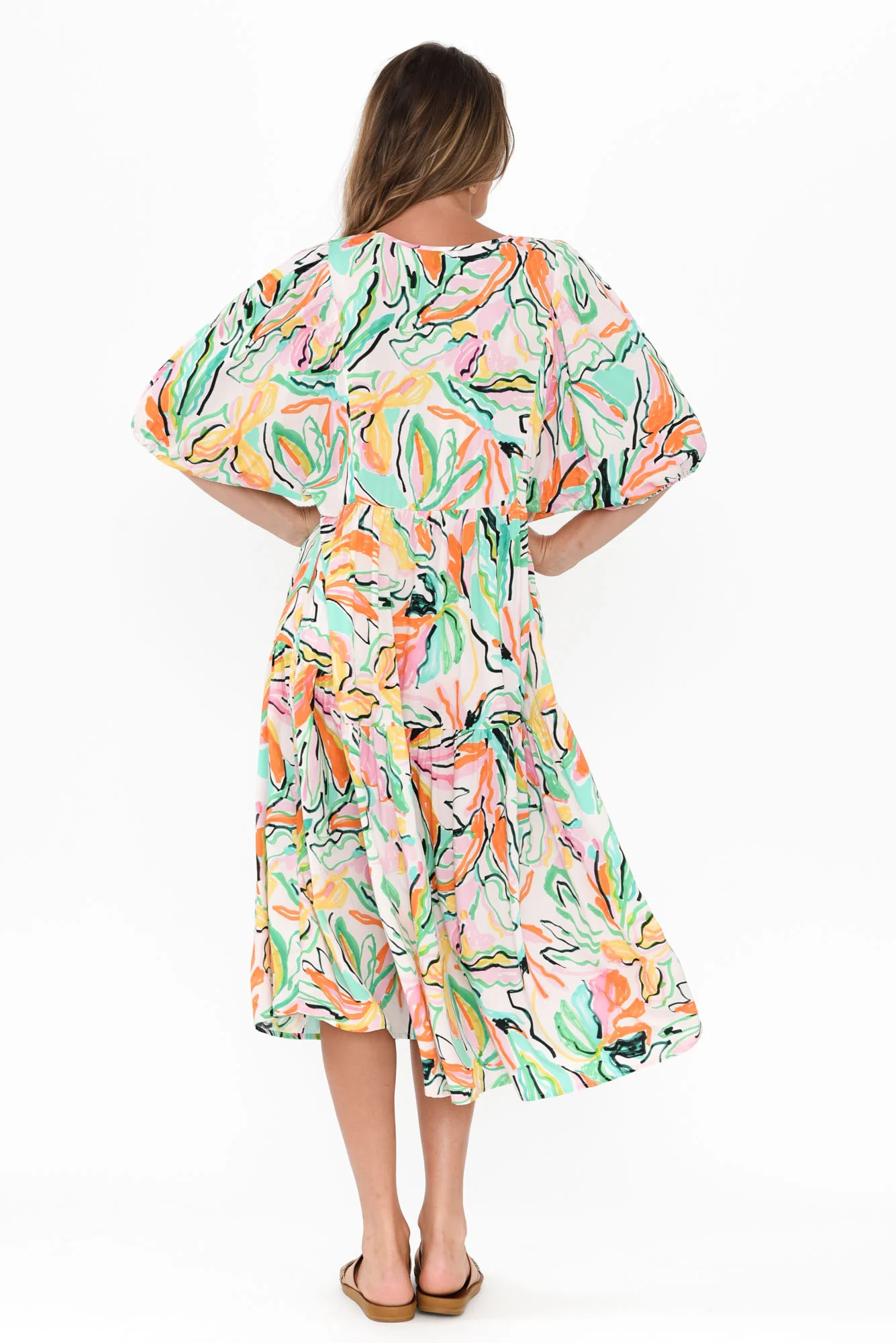 Rima Green Floral Midi Dress