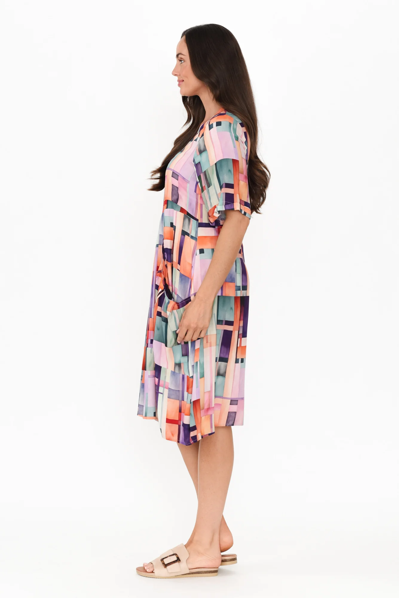 Floria Purple Geo Pocket Dress