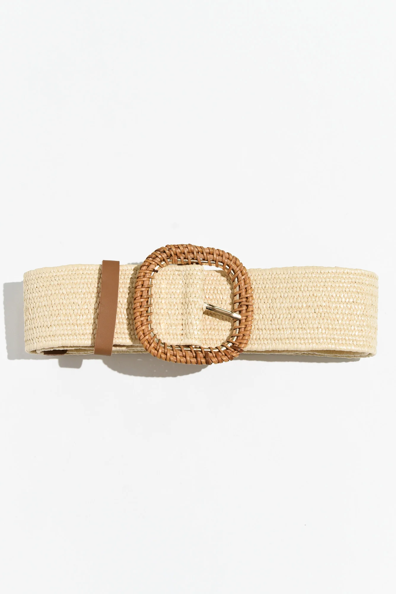 Jaipur Beige Rattan Buckle Woven Belt
