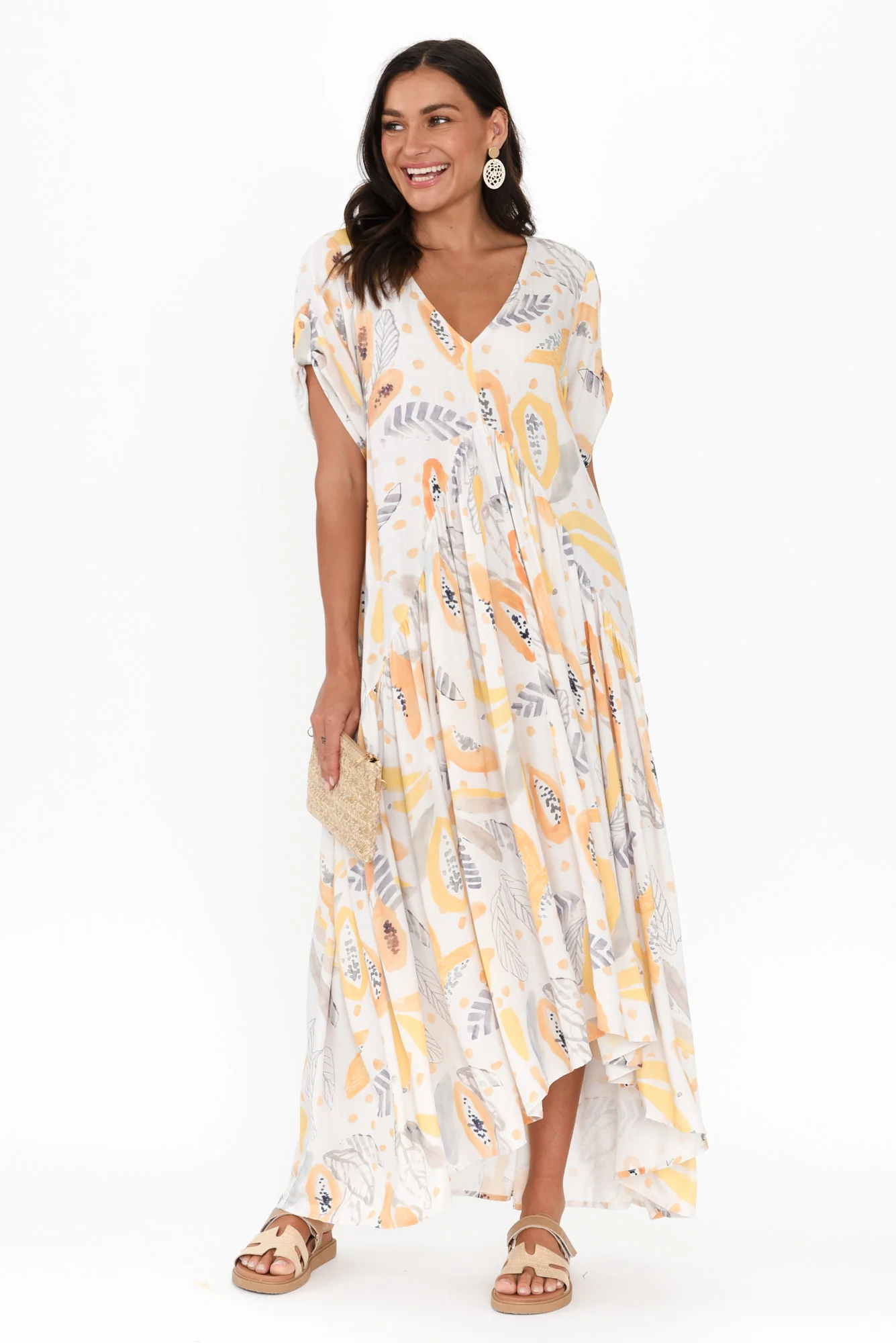 White Fruity Peak Maxi Dress
