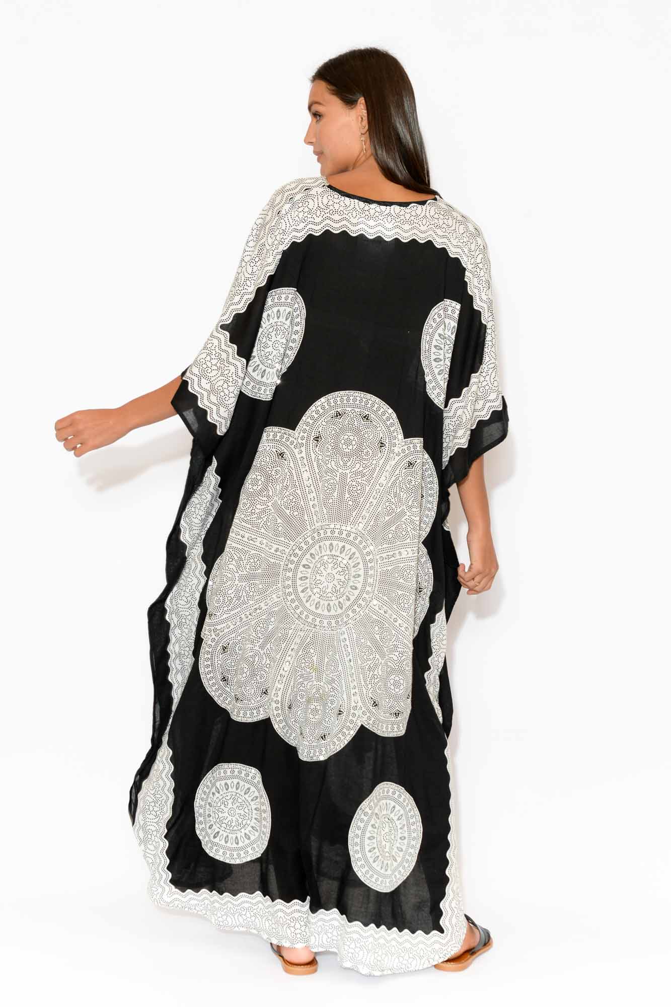 Black Sequin Maxi Kaftan