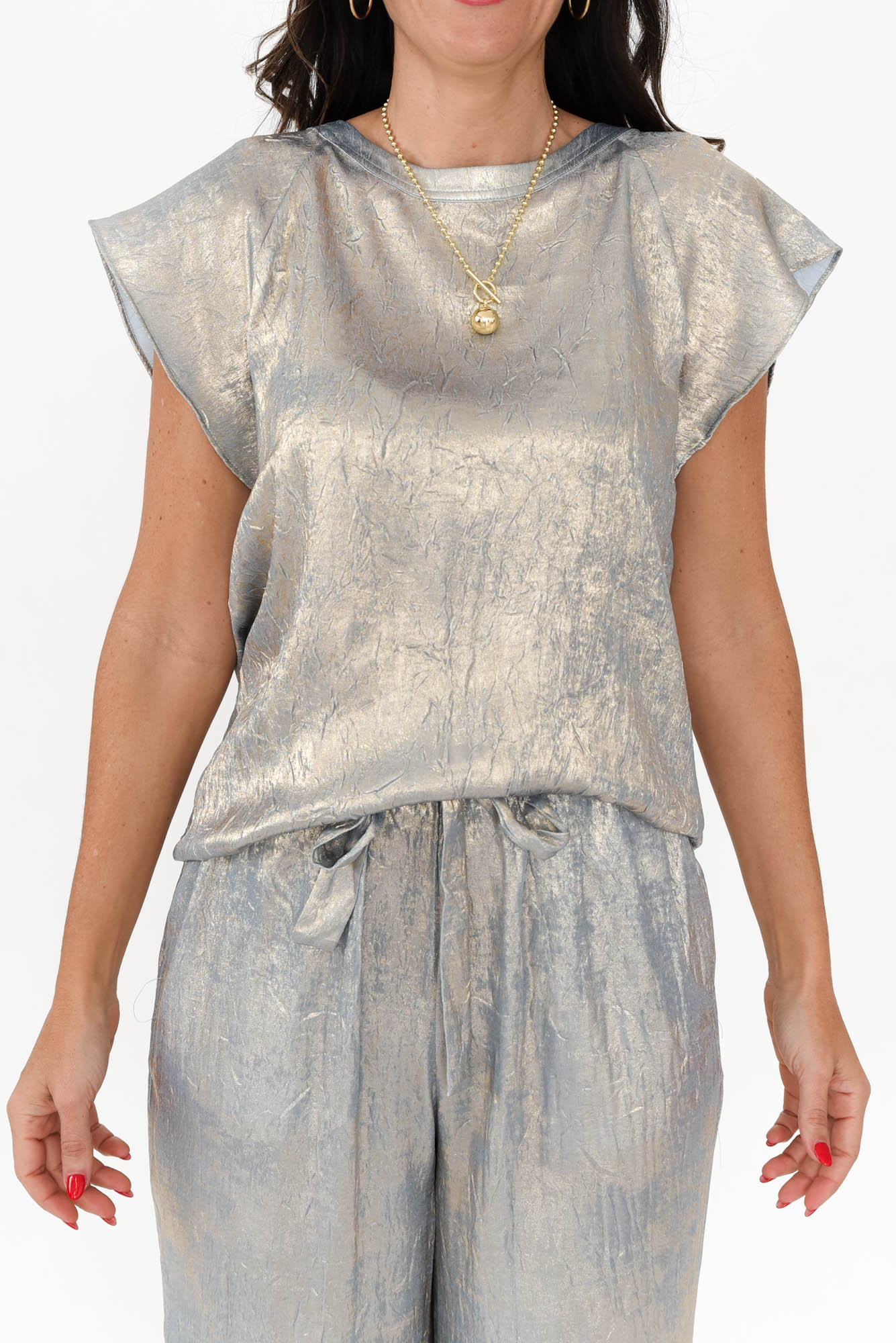 Boulevard Champagne Flutter Sleeve Top