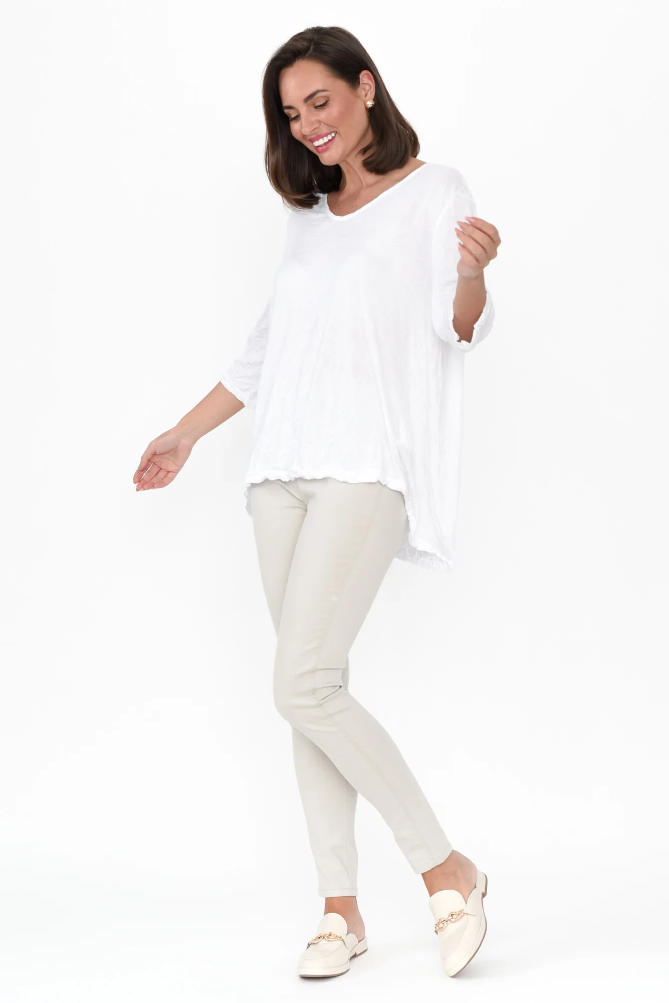 Julita White Crinkle Cotton Top